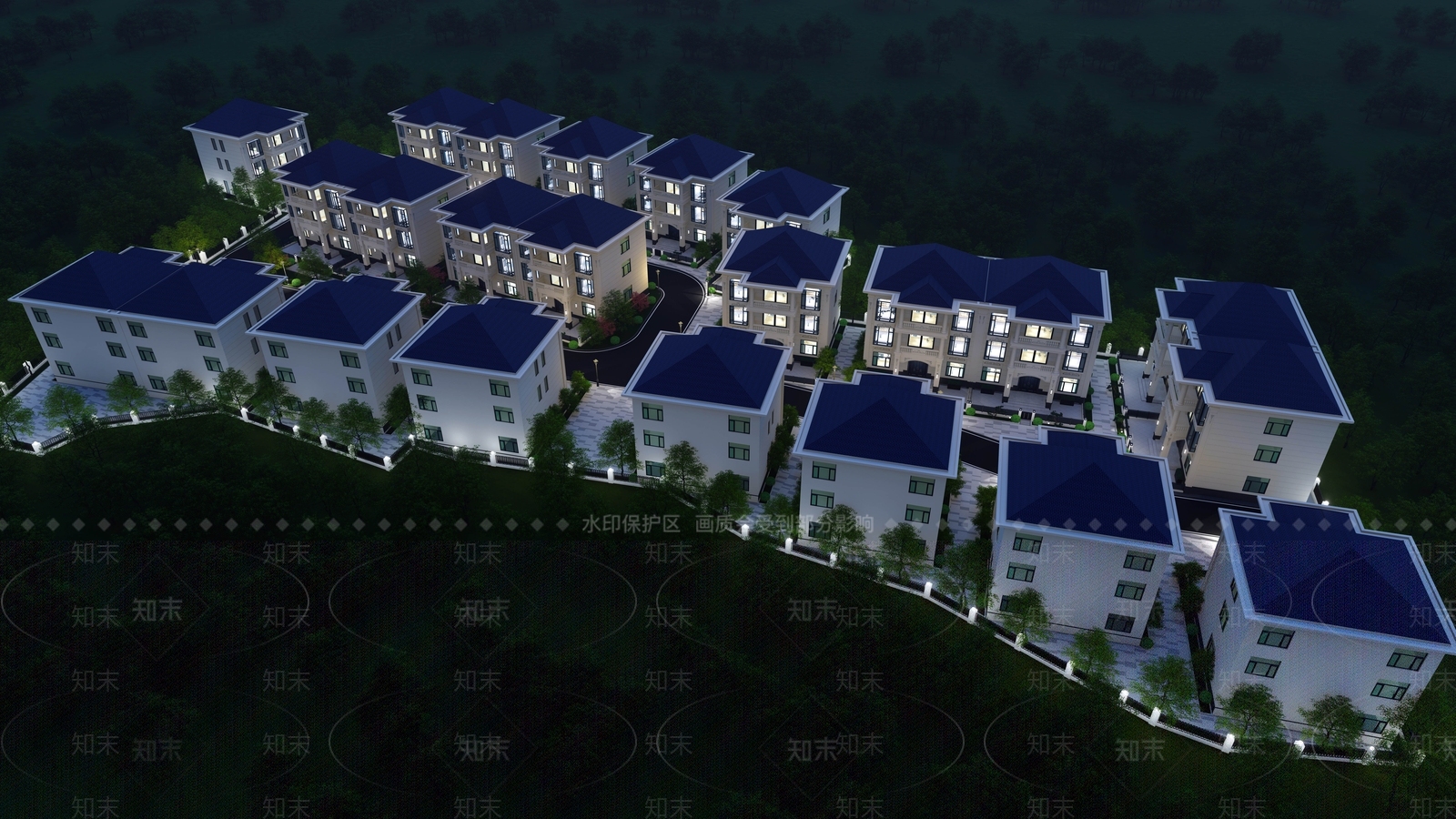 欧式别墅群建筑SU模型下载【ID:1160626449】