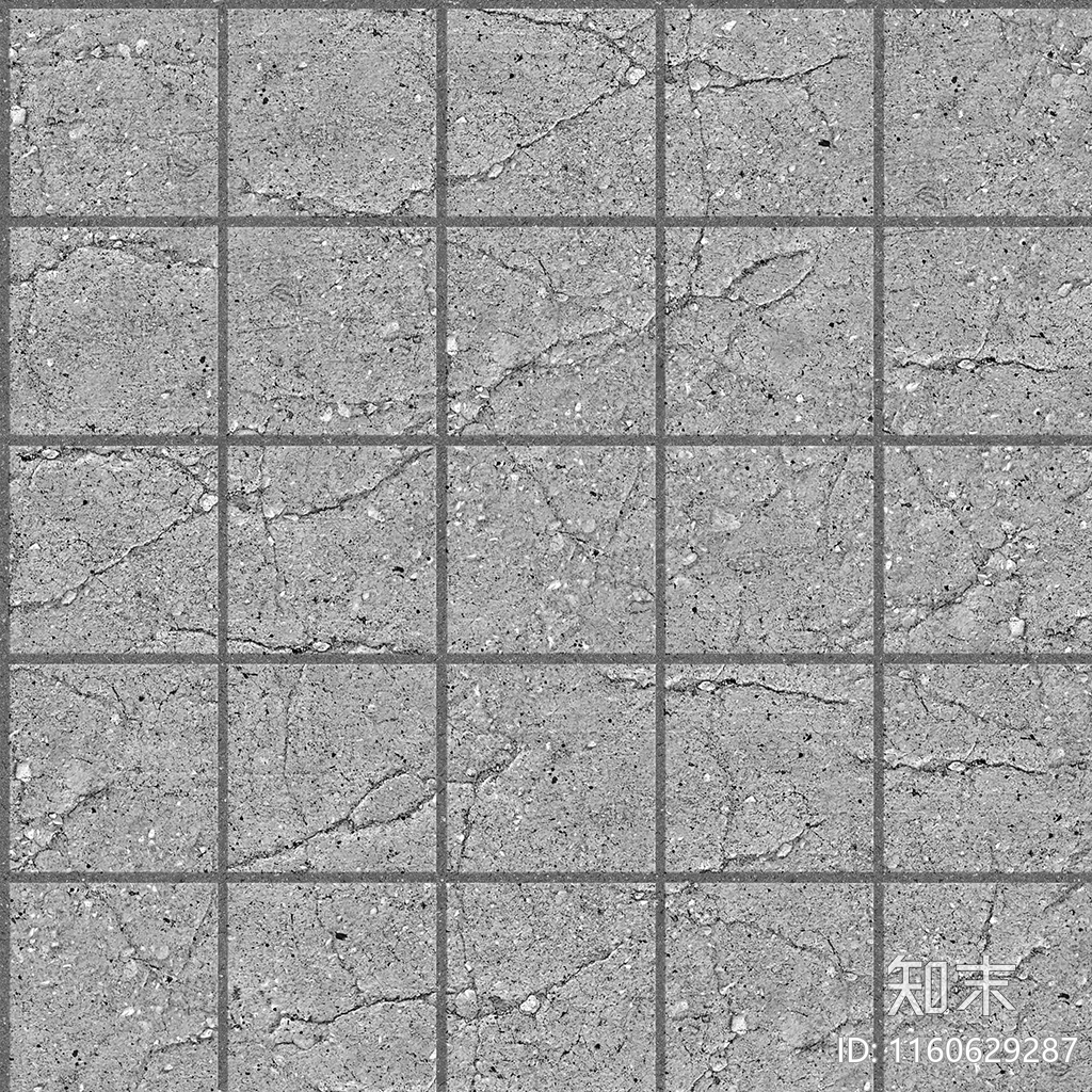 无缝破损水泥拼花地砖人行道路地面广场铺贴贴图下载【ID:1160629287】
