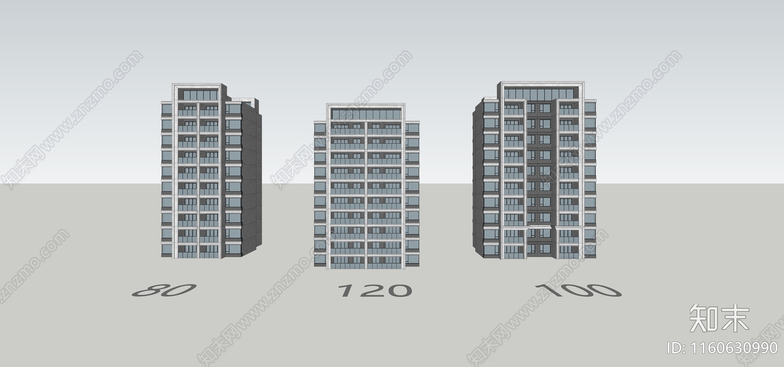 现代住宅建筑单体SU模型下载【ID:1160630990】