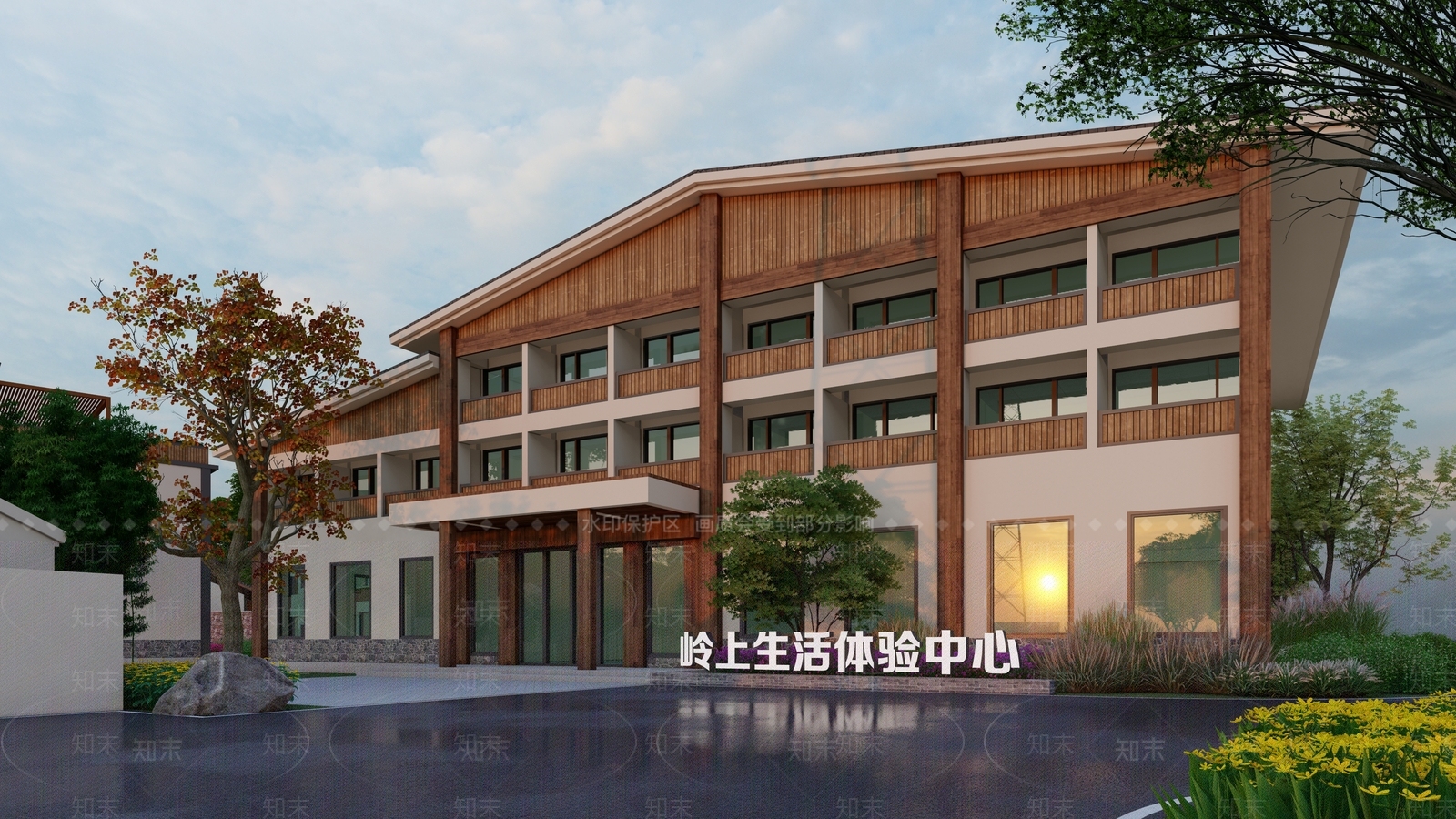 新中式乡村接待中心SU模型下载【ID:1160631840】