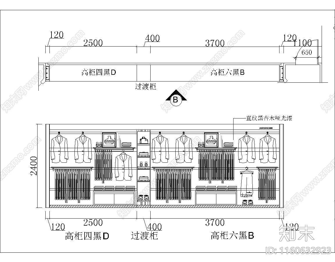 男装专卖店cad施工图下载【ID:1160632923】