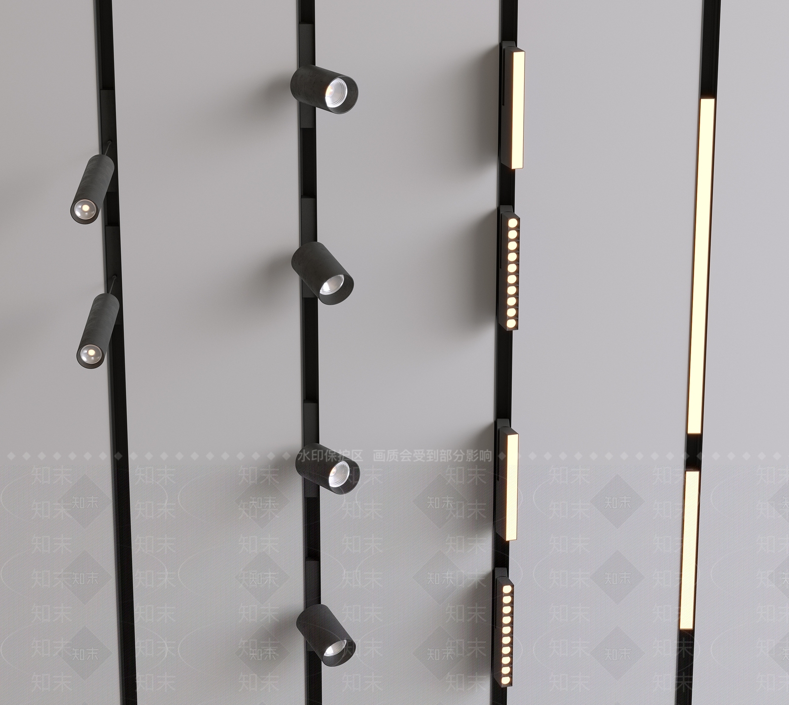 现代轨道射灯3D模型下载【ID:1160636295】