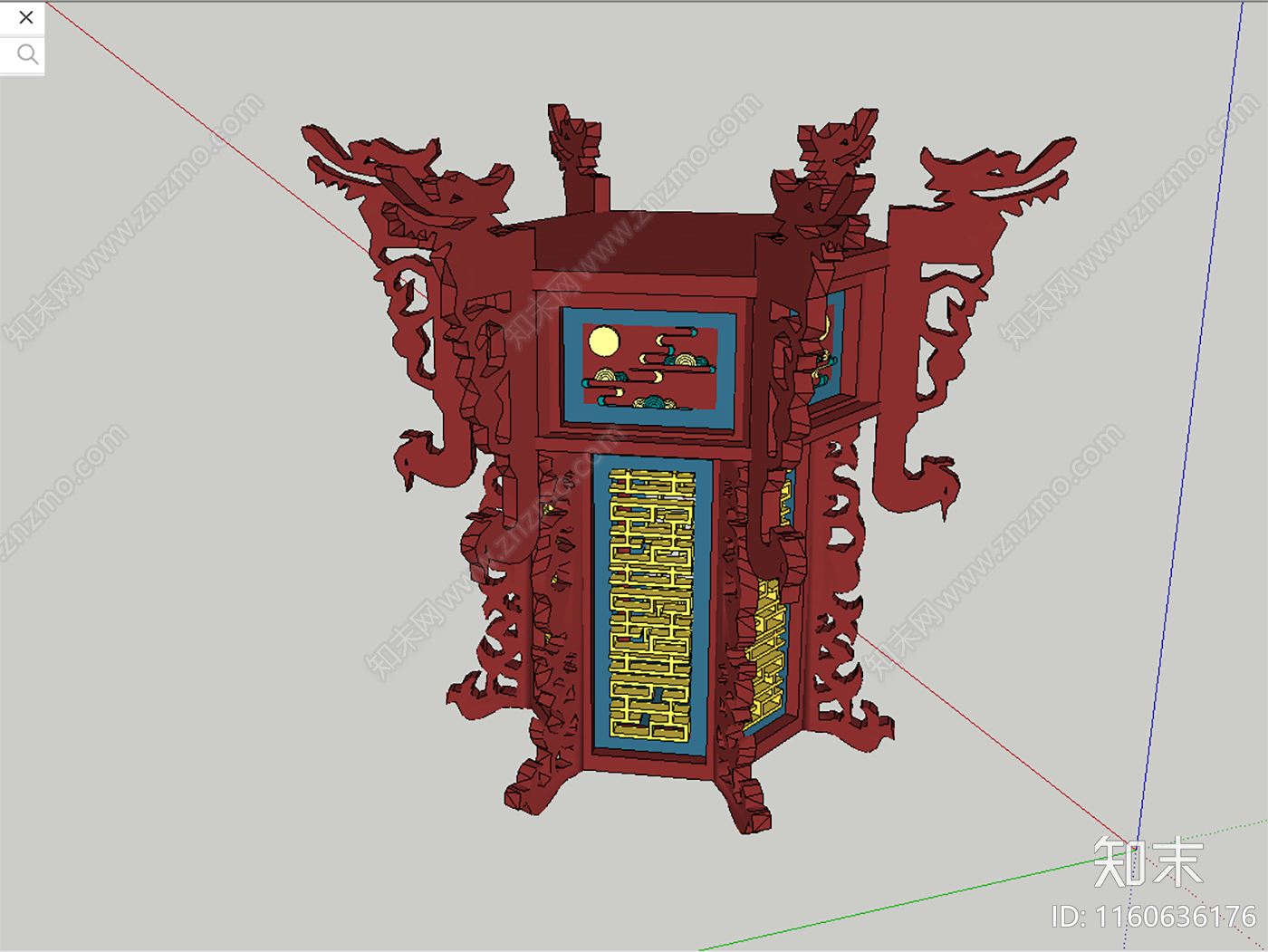 中式国潮风灯笼SU模型下载【ID:1160636176】