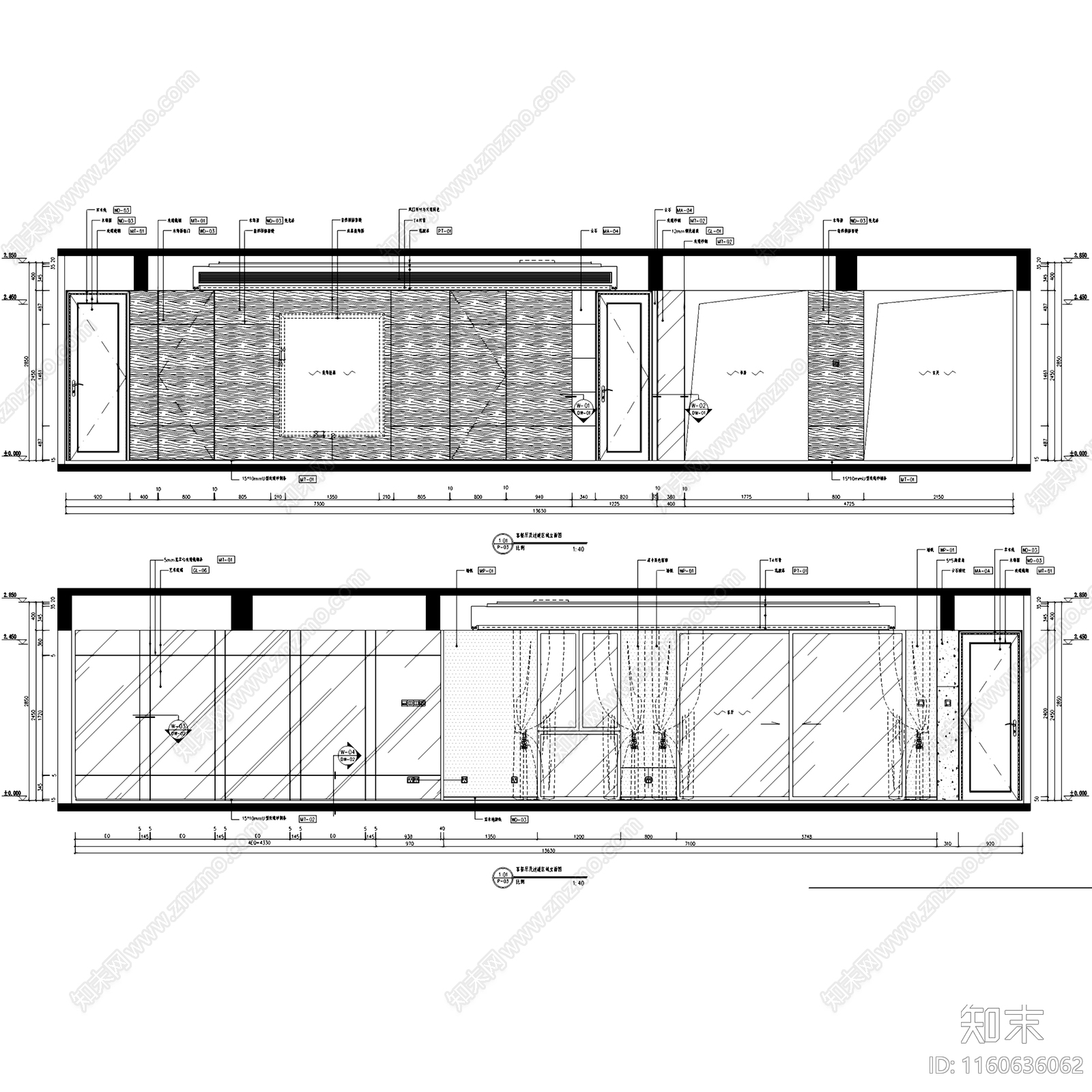 现代简约鸿荣源壹方中心玖誉大平层室内家装cad施工图下载【ID:1160636062】