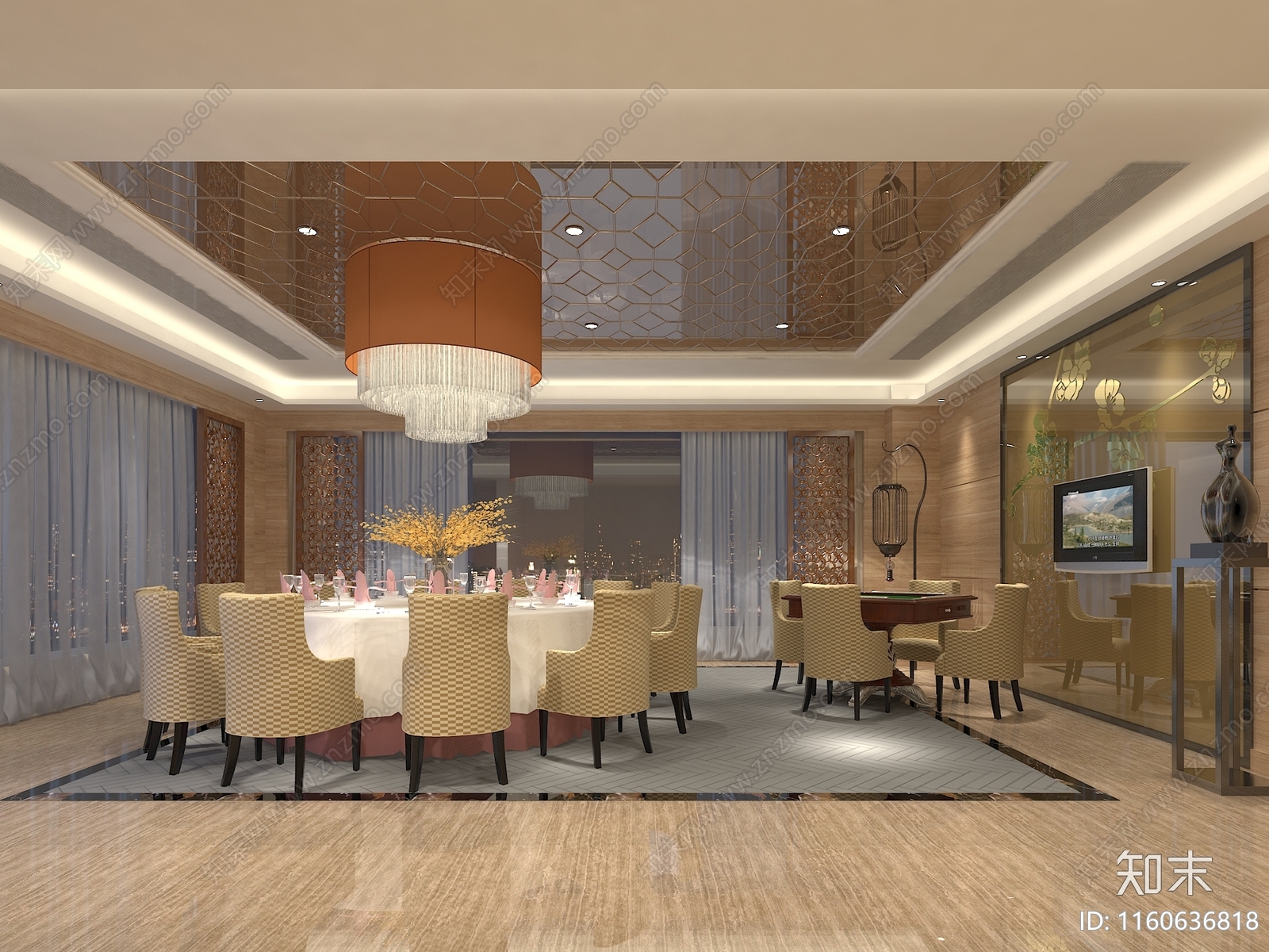 现代餐厅包间3D模型下载【ID:1160636818】