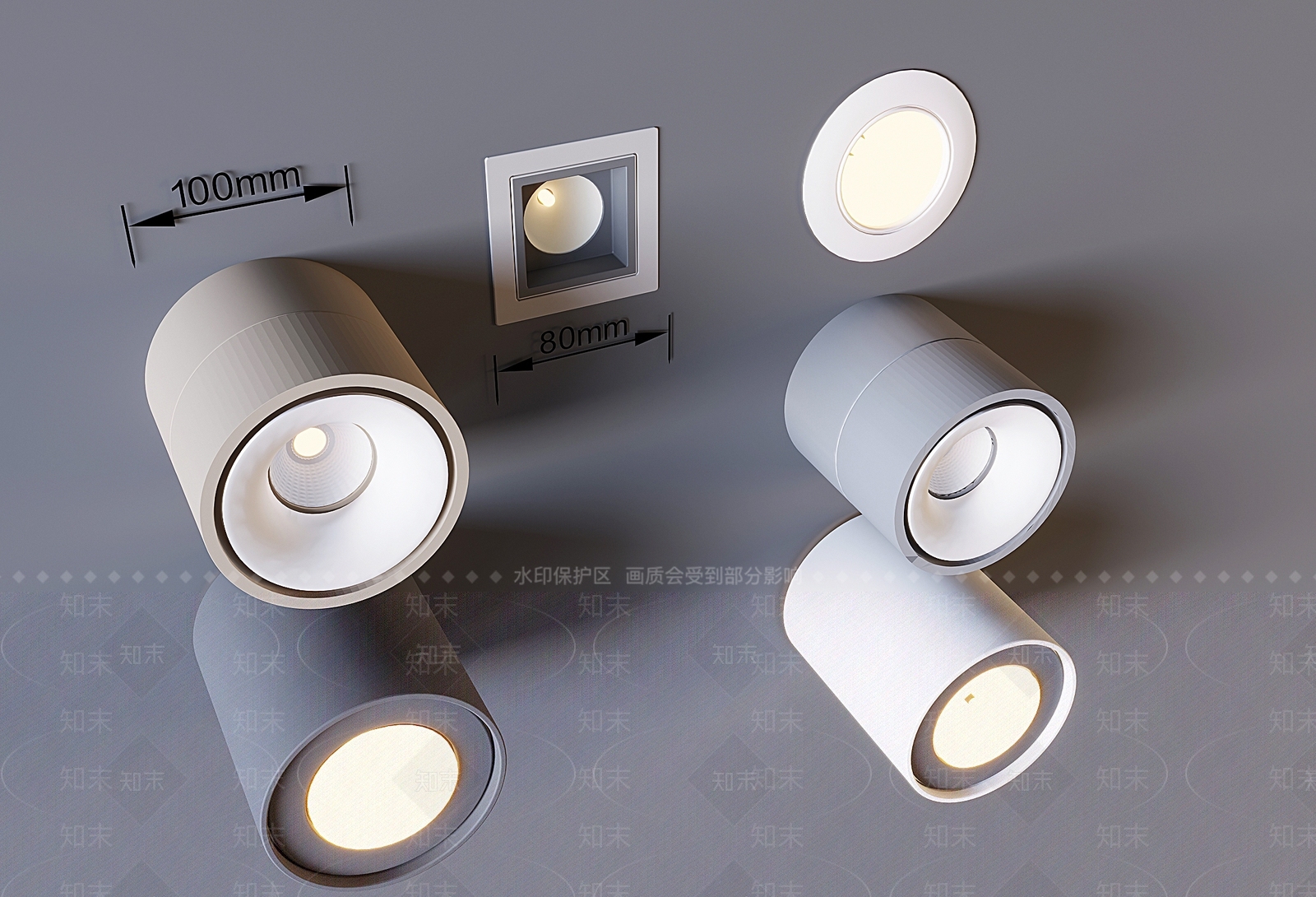 现代筒灯射灯3D模型下载【ID:1160637880】