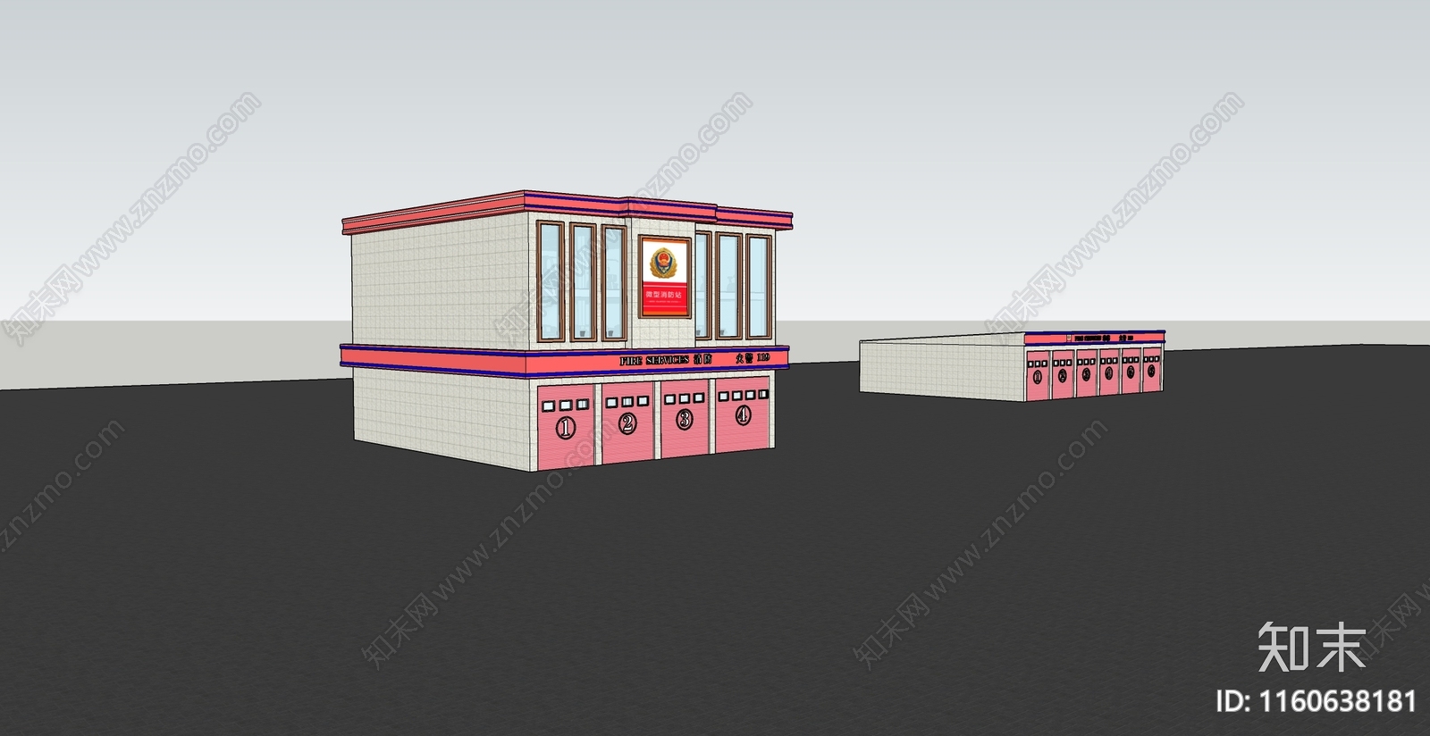 现代微型消防站SU模型下载【ID:1160638181】
