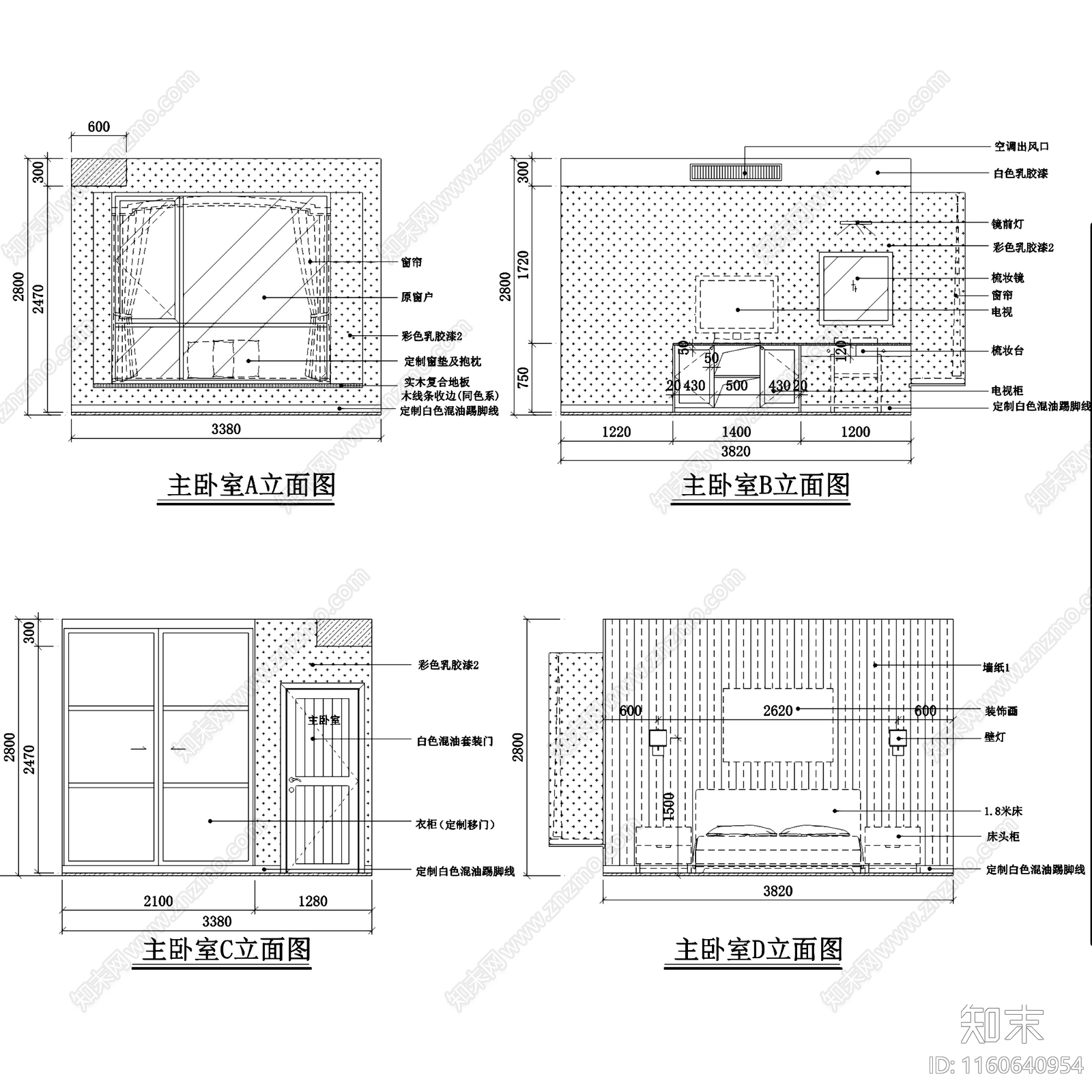 北欧田园风杭州三室两厅一卫平层室内家装cad施工图下载【ID:1160640954】