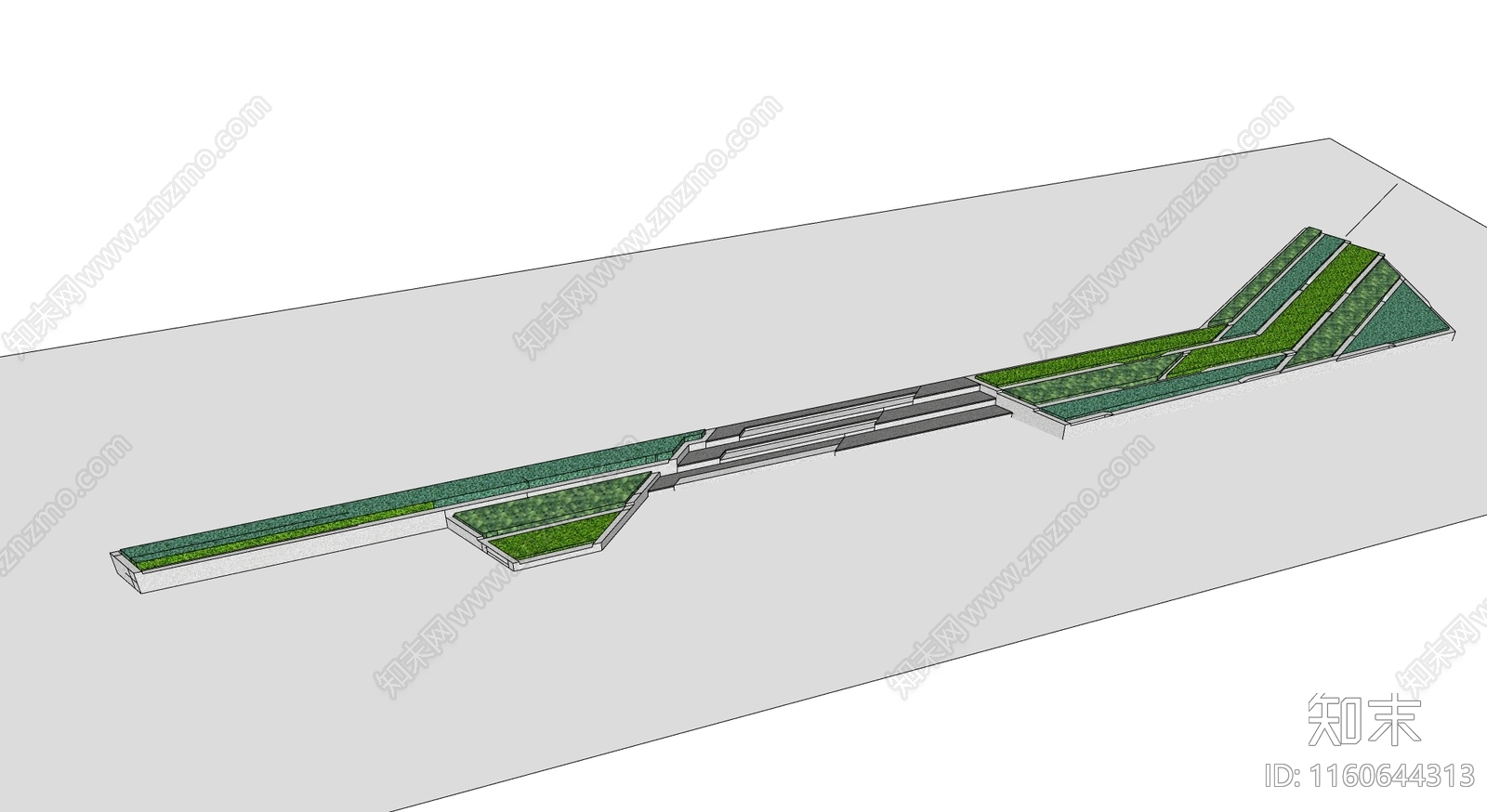 现代台阶景观SU模型下载【ID:1160644313】