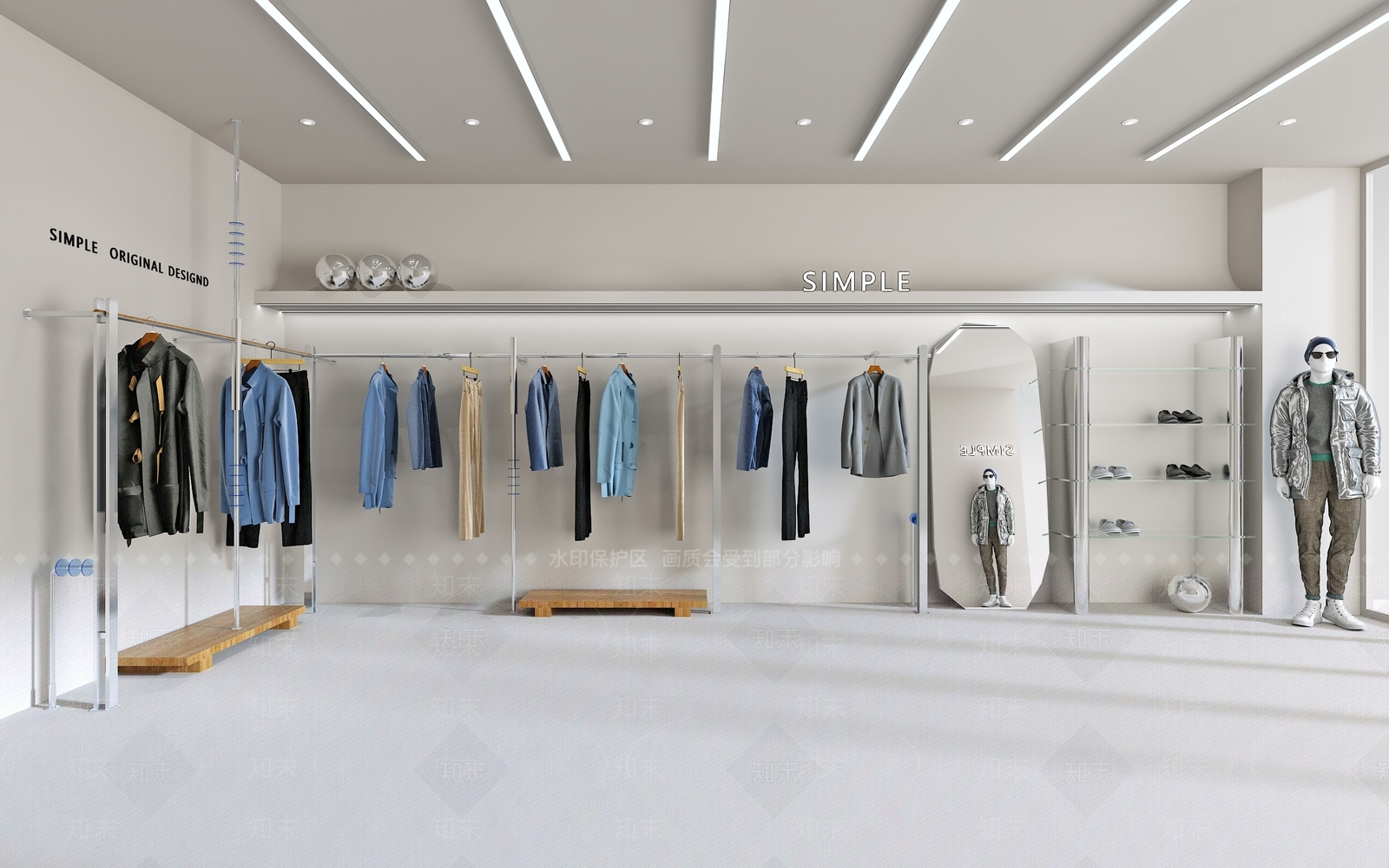 现代潮牌男装店SU模型下载【ID:1160645360】