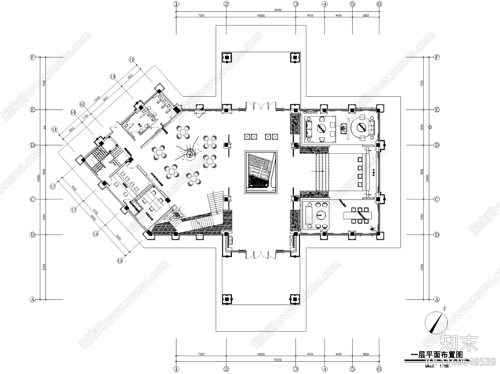 新中式成都中洲锦城湖岸售楼处室内工装cad施工图下载【ID:1160649539】