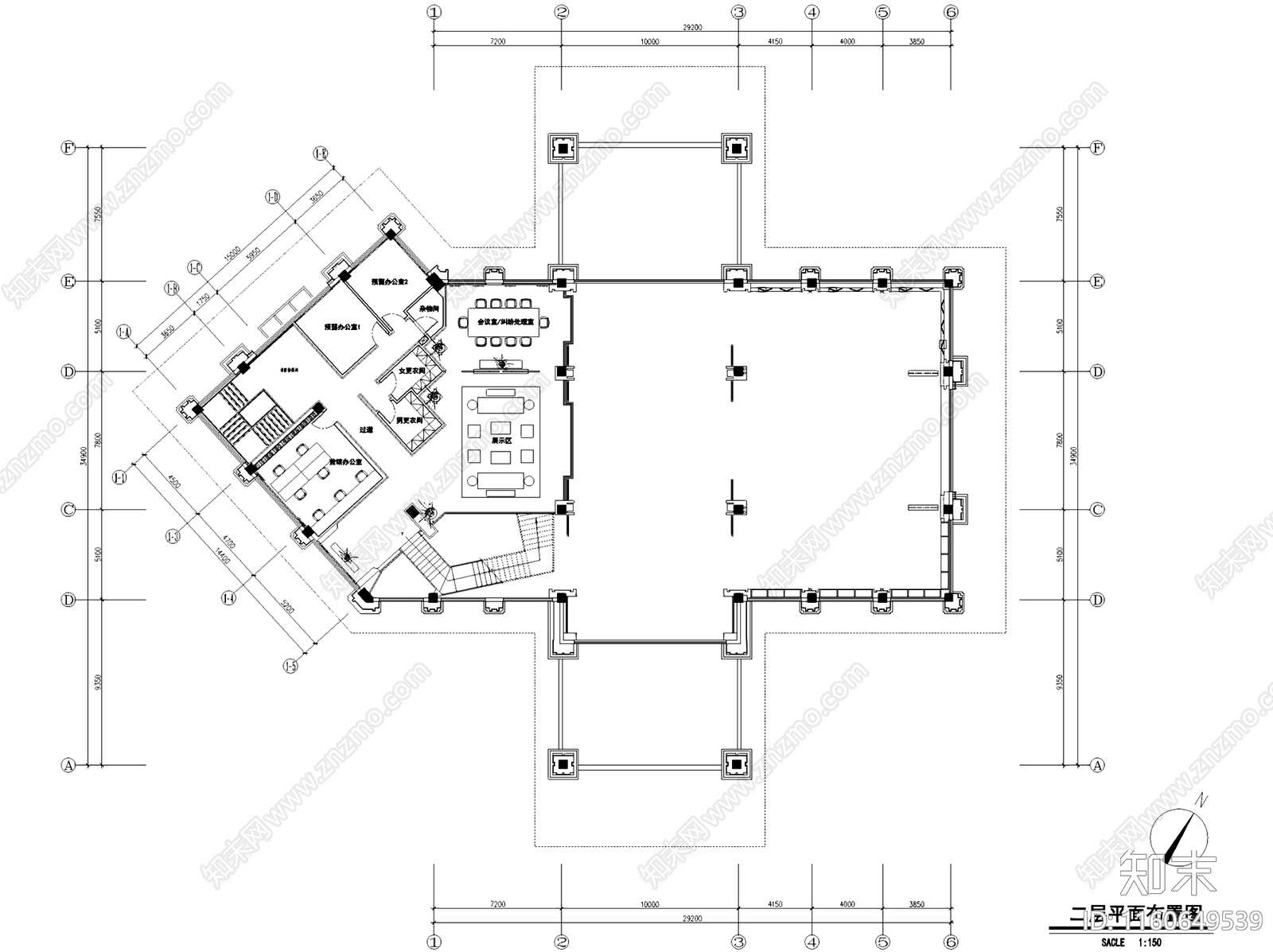 新中式成都中洲锦城湖岸售楼处室内工装cad施工图下载【ID:1160649539】