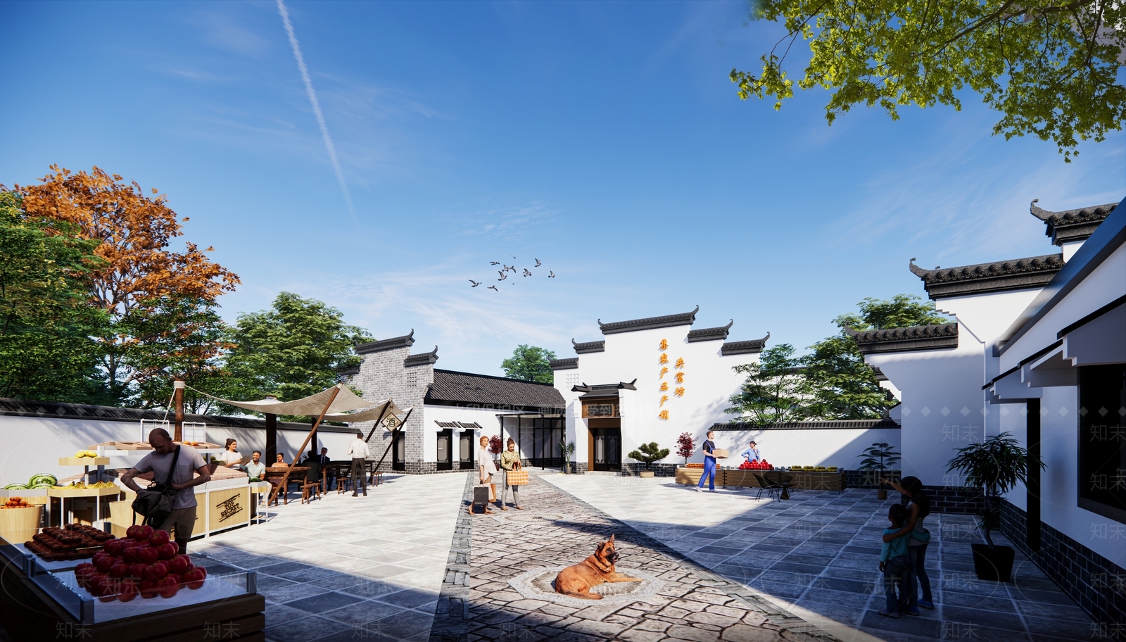 新中式农贸市场SU模型下载【ID:1160654383】