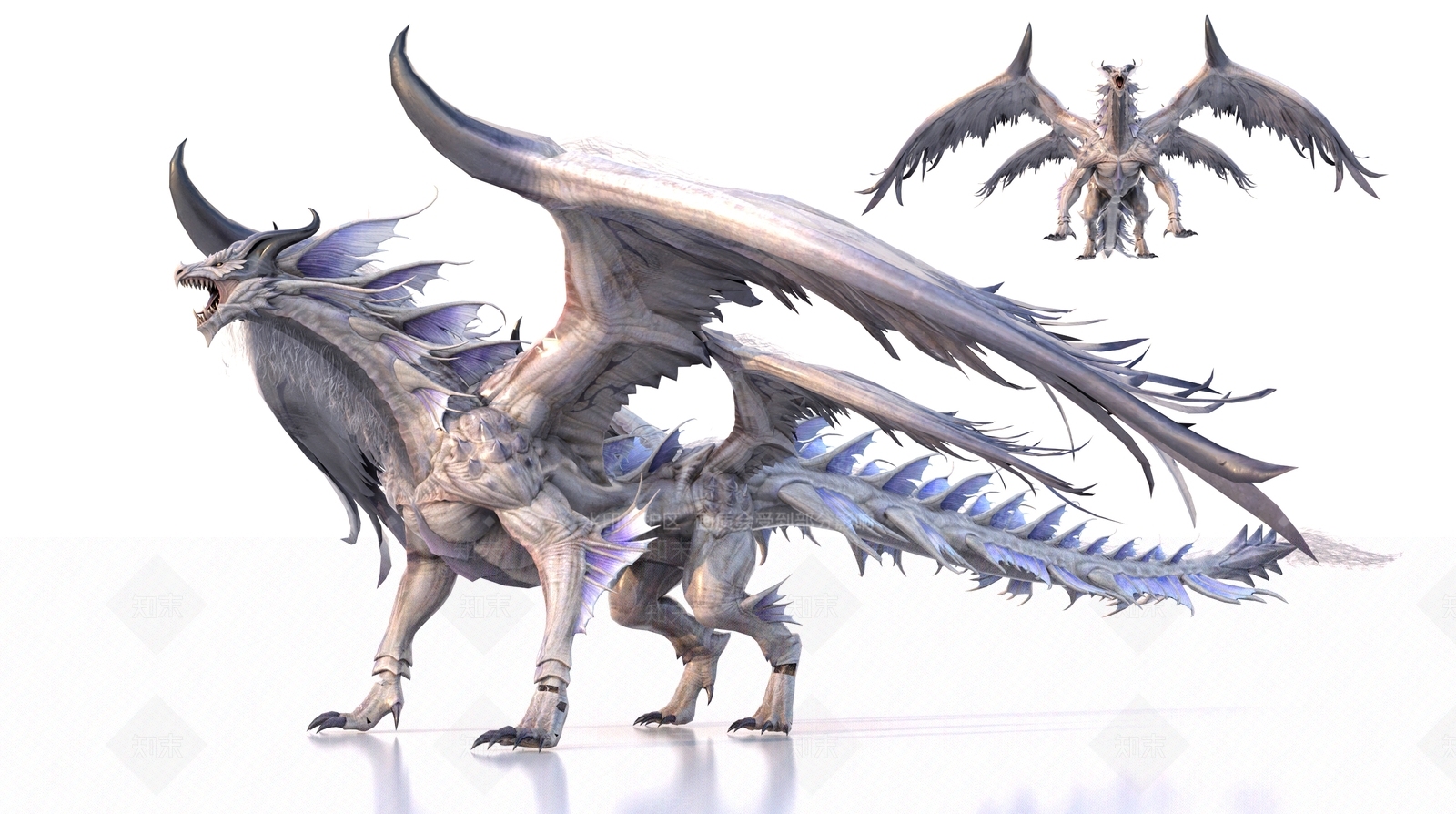 现代魔龙雕塑摆件3D模型下载【ID:1160655372】