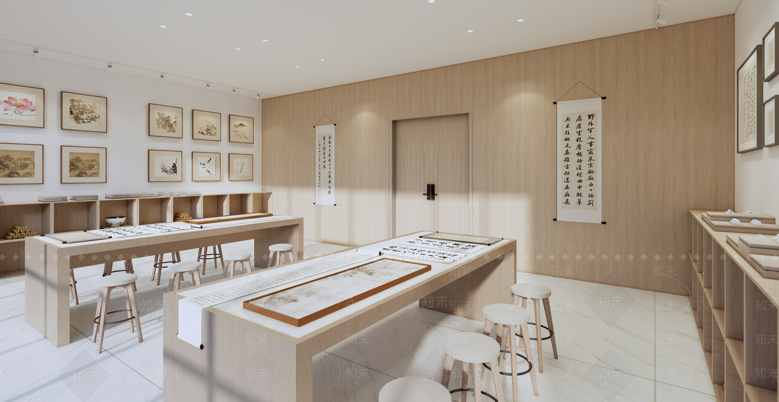 新中式书法室SU模型下载【ID:1160655766】