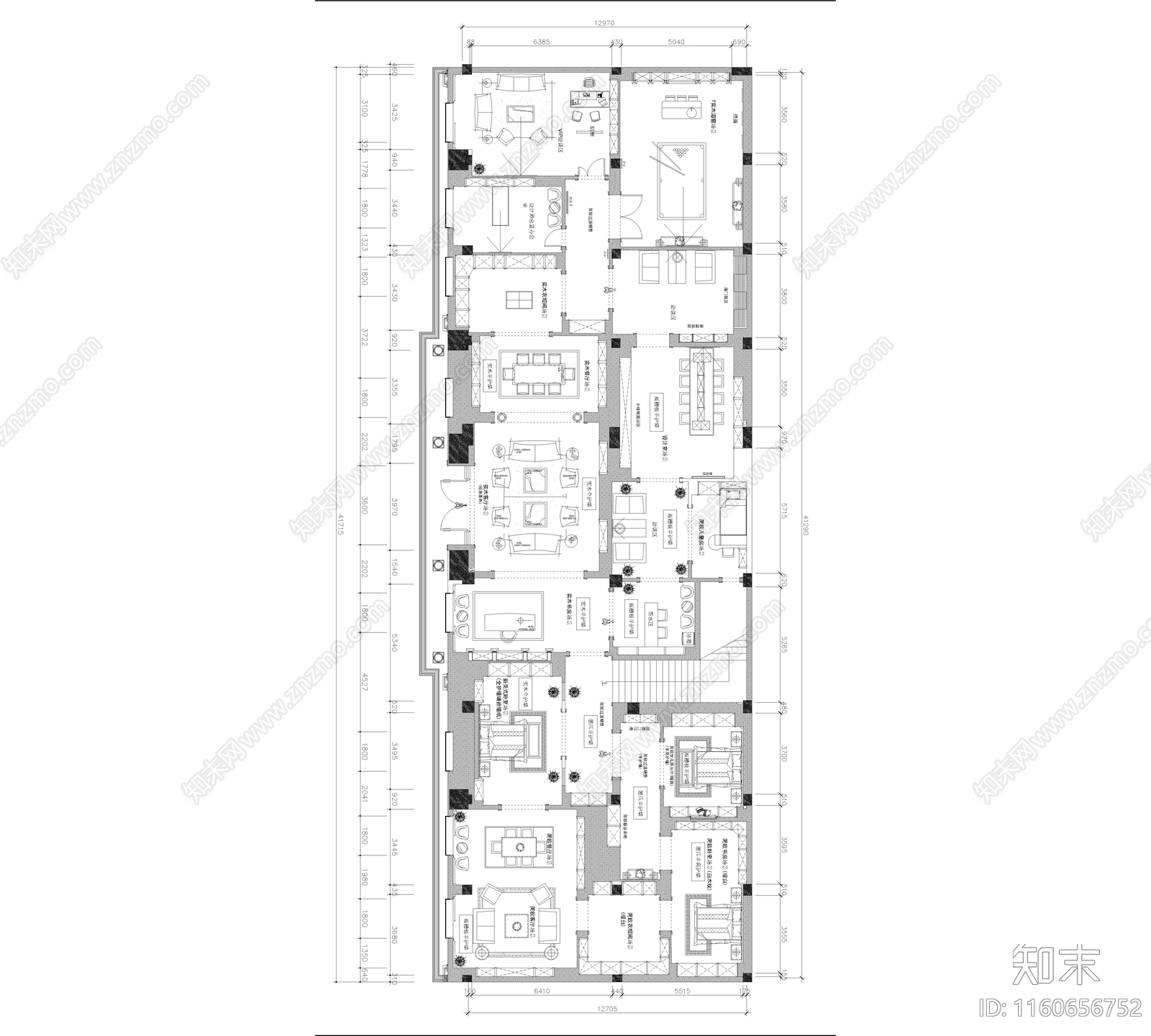 高端实木衣柜专卖店cad施工图下载【ID:1160656752】