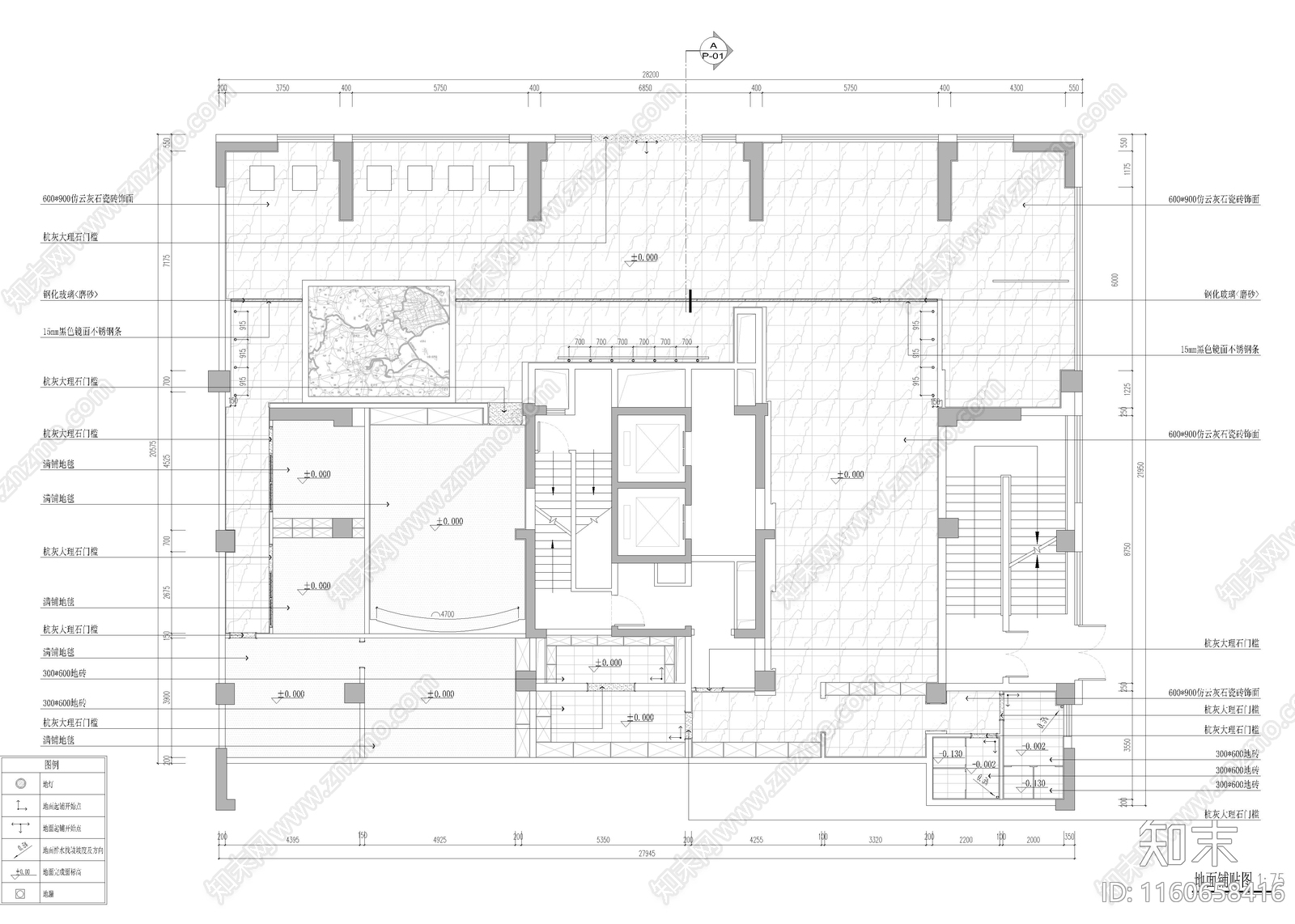 620㎡售楼处cad施工图下载【ID:1160658416】