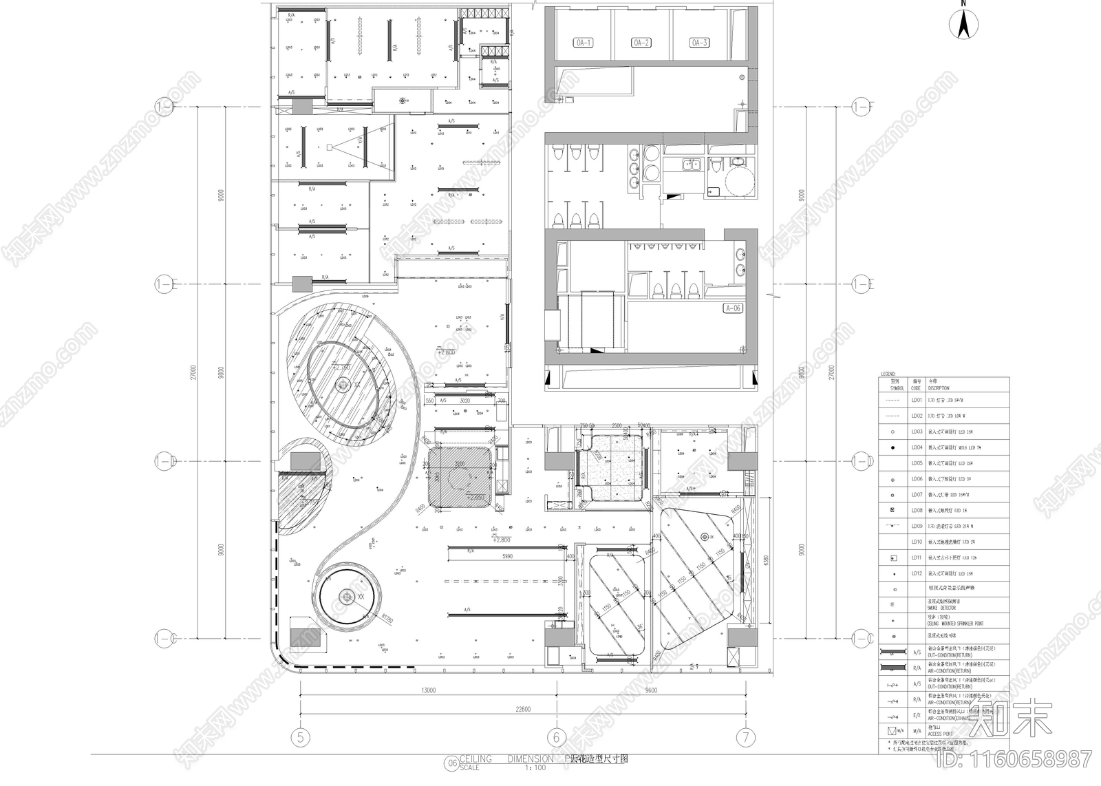 840㎡办公室cad施工图下载【ID:1160658987】