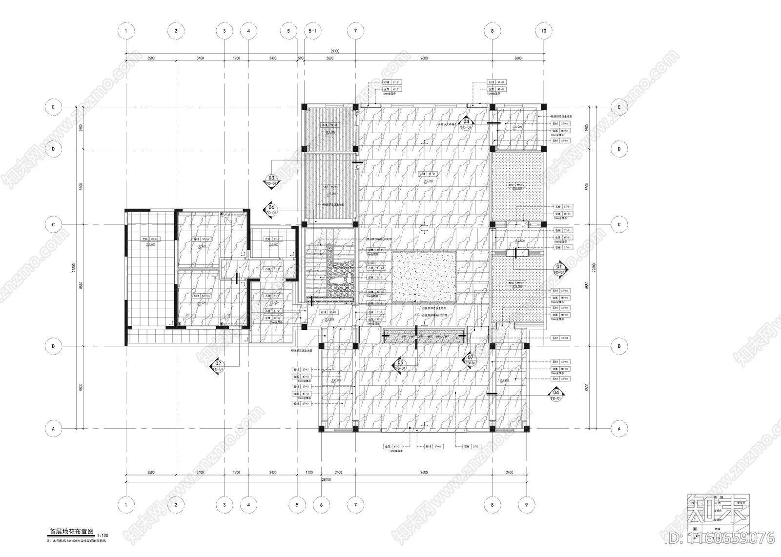 880㎡售楼处cad施工图下载【ID:1160659076】