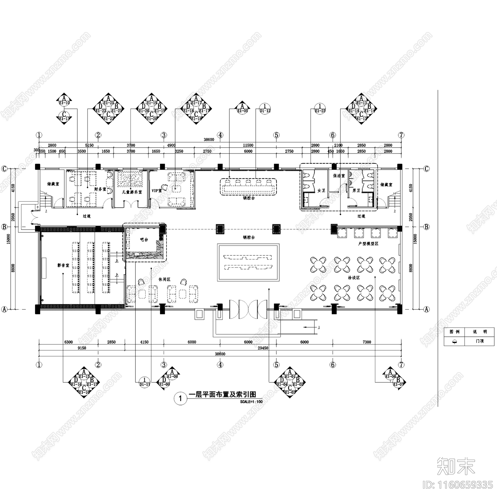 现代东山新新水岸帝景国际星城售楼处cad施工图下载【ID:1160659335】