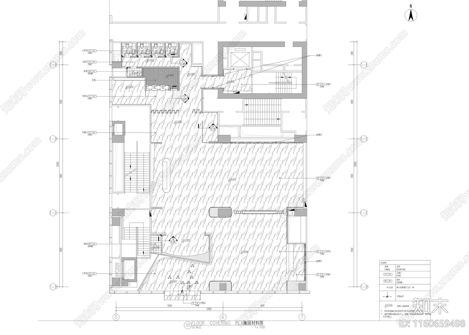 950㎡售楼处cad施工图下载【ID:1160659498】