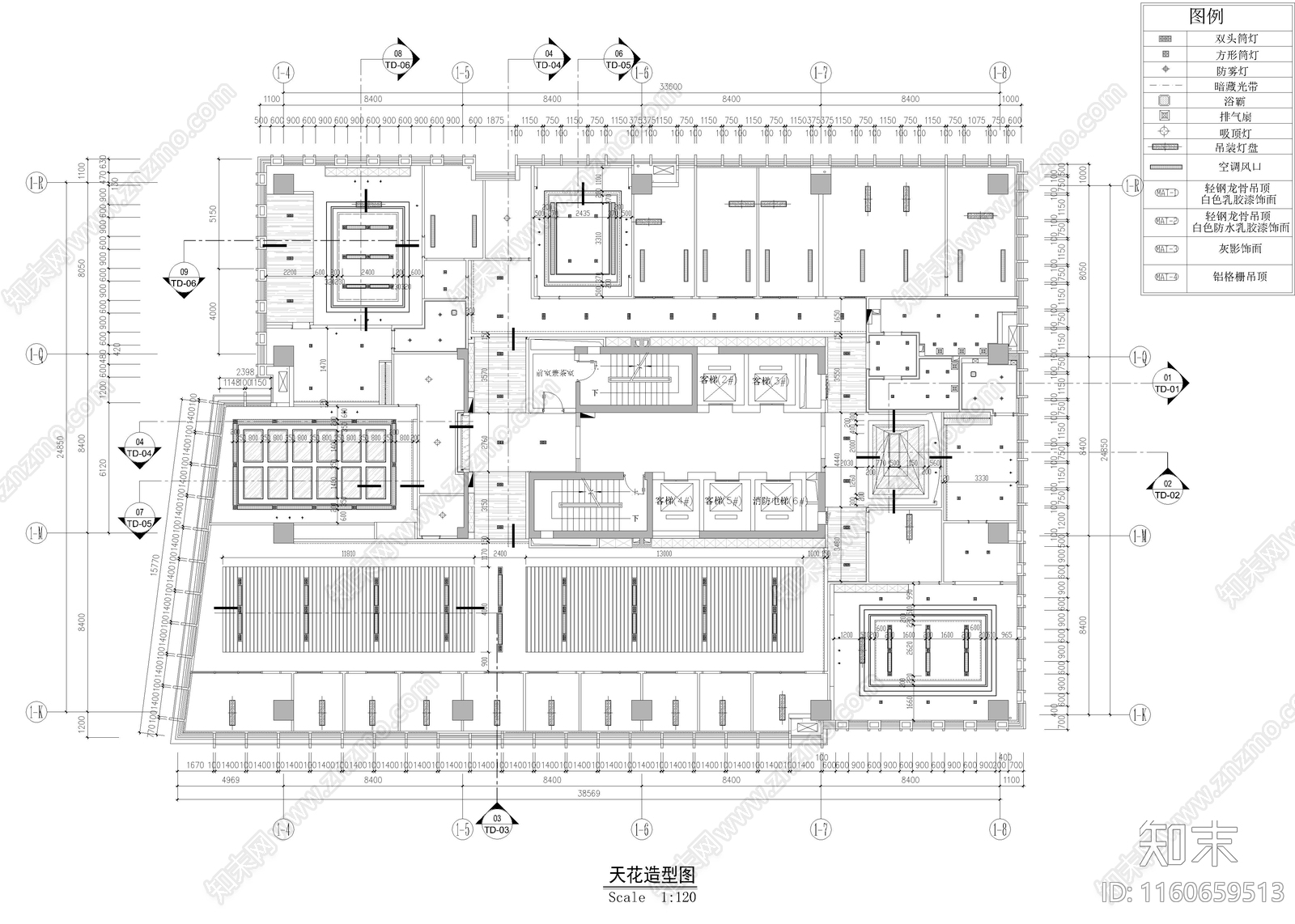 1010㎡办公室cad施工图下载【ID:1160659513】