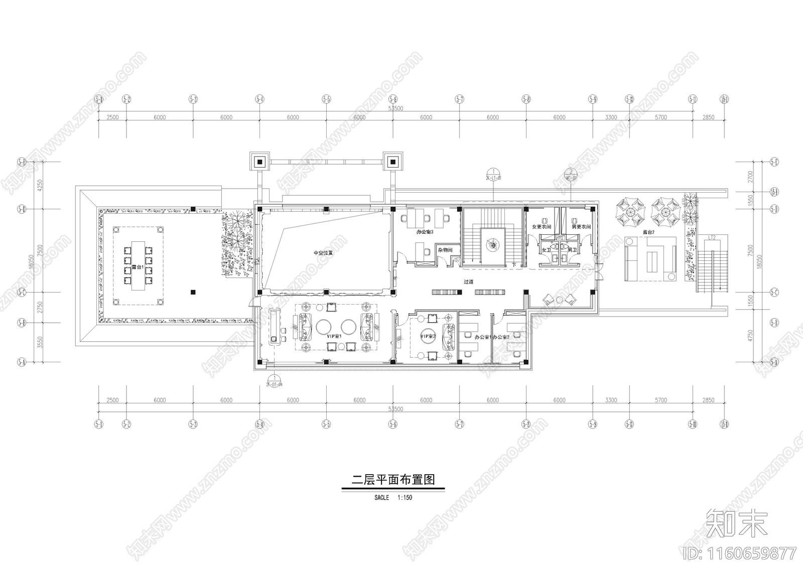 1340㎡售楼处cad施工图下载【ID:1160659877】