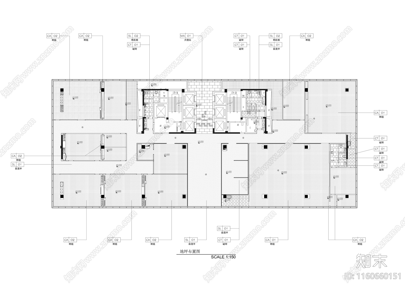 1680㎡办公室cad施工图下载【ID:1160660151】
