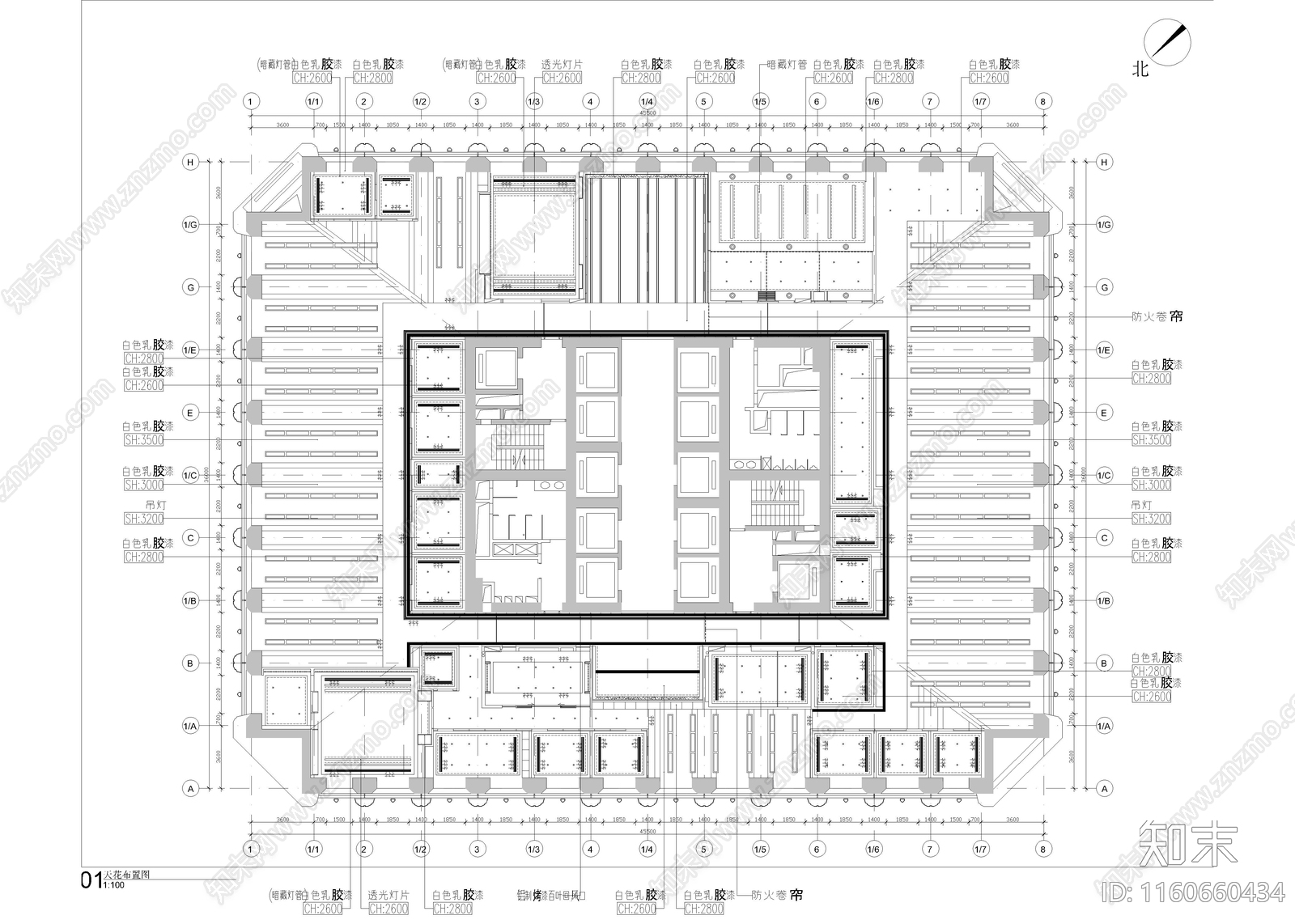 1760㎡办公室cad施工图下载【ID:1160660434】