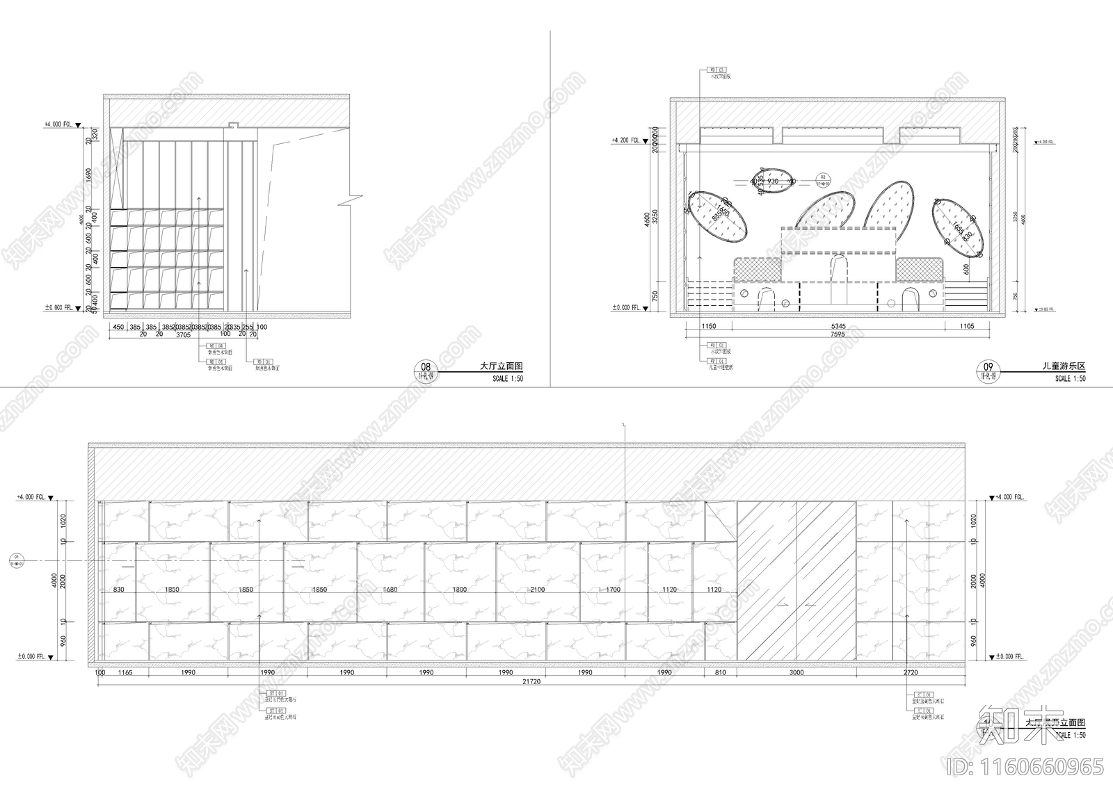 1870㎡售楼处cad施工图下载【ID:1160660965】