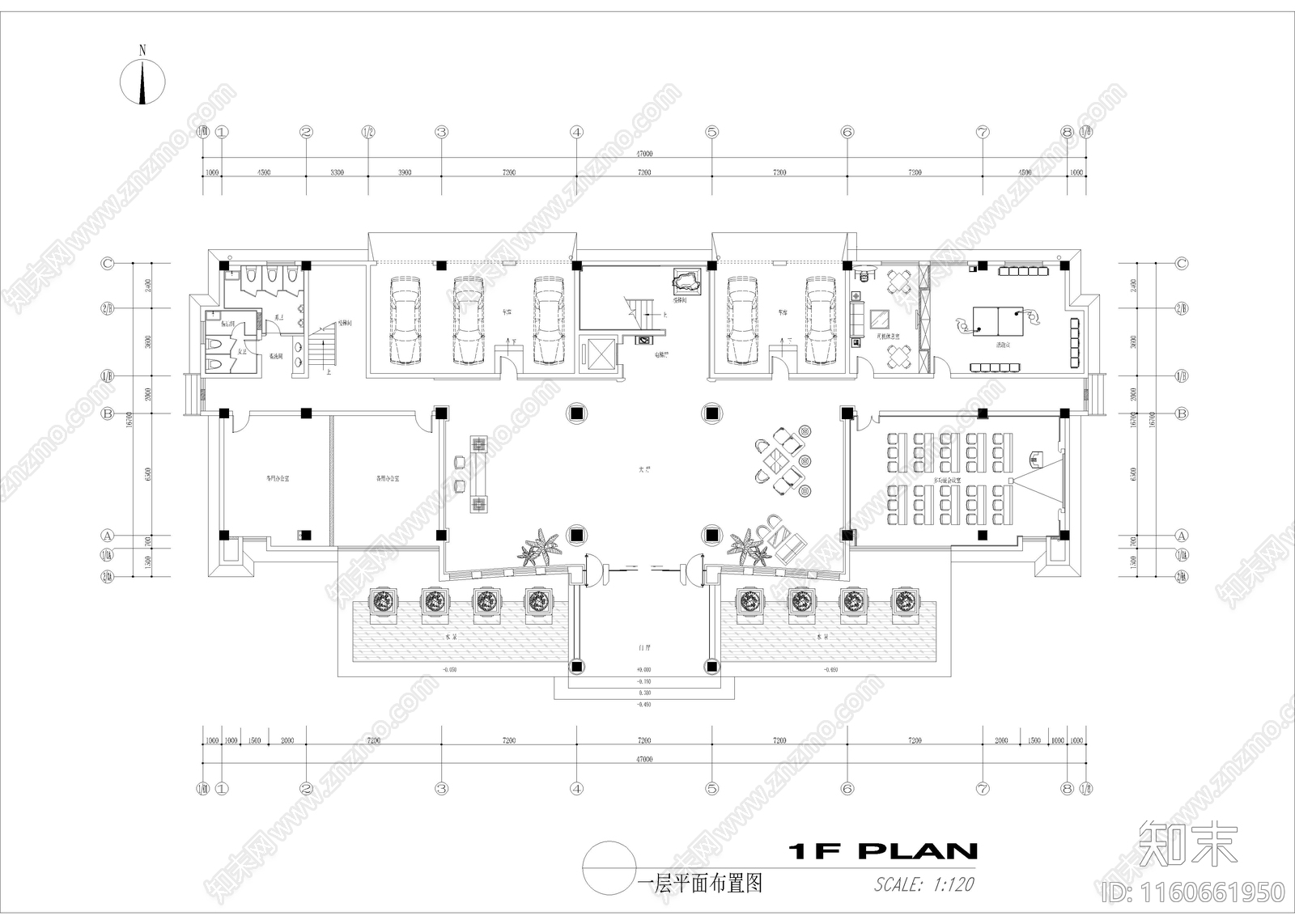 2230㎡办公室cad施工图下载【ID:1160661950】