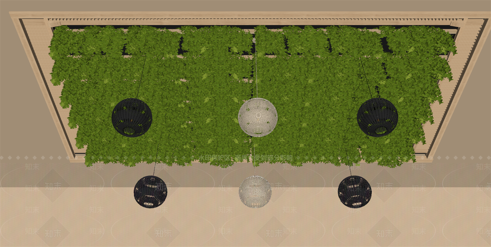 现代绿植吊顶SU模型下载【ID:1160662655】