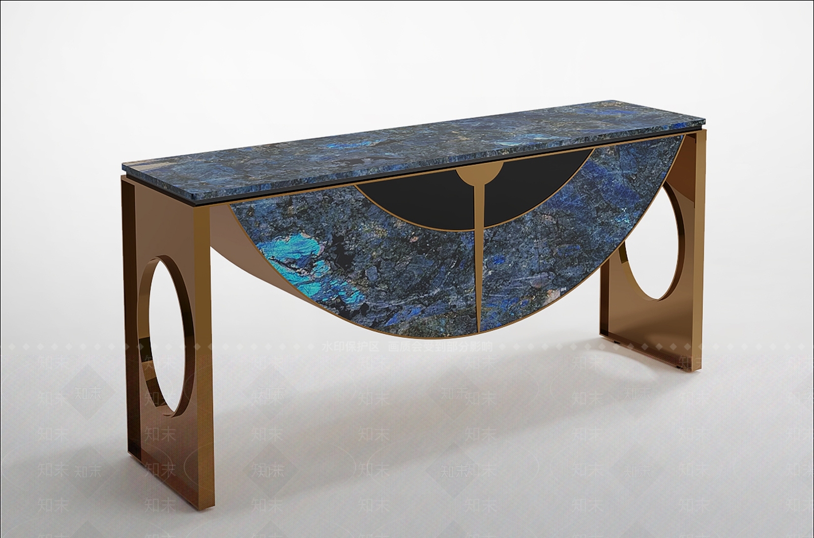 现代蓝翡翠奢石端景台3D模型下载【ID:1160666352】