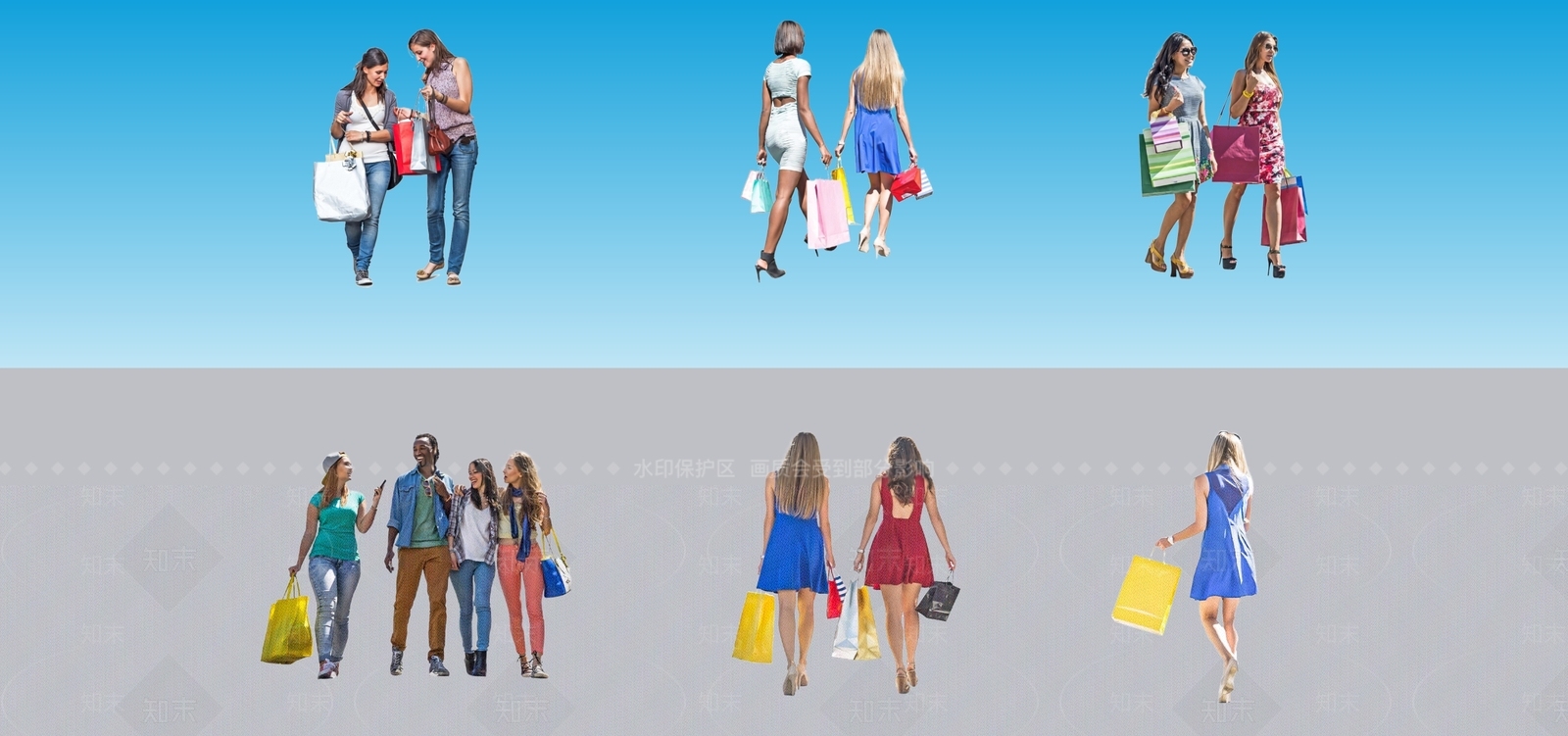 2D逛街拿行李人SU模型下载【ID:1160669888】