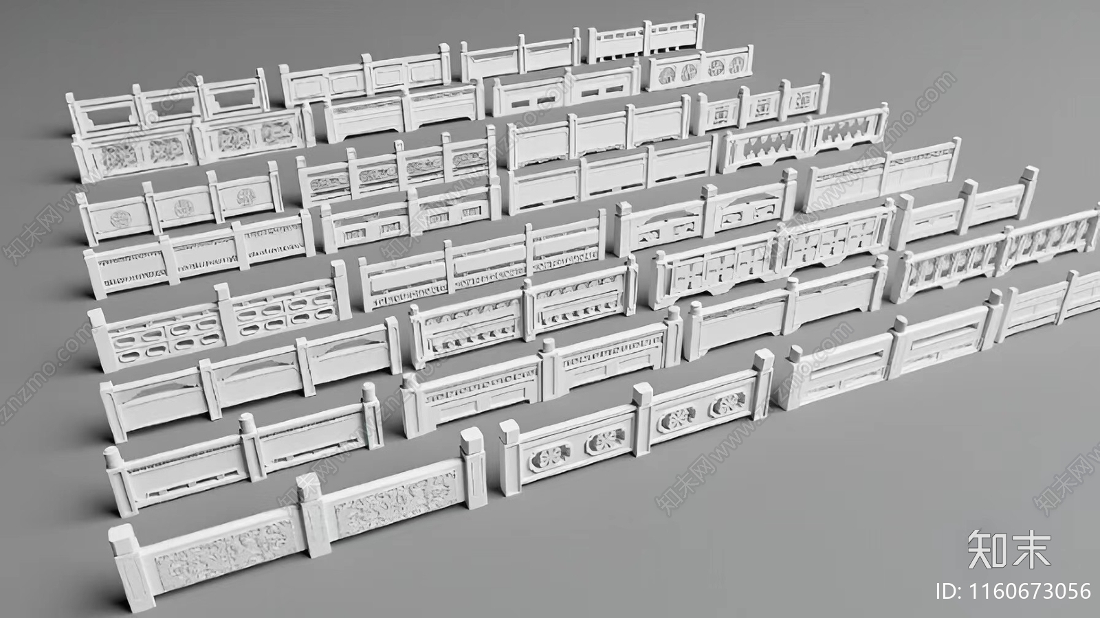 中式栏杆3D模型下载【ID:1160673056】