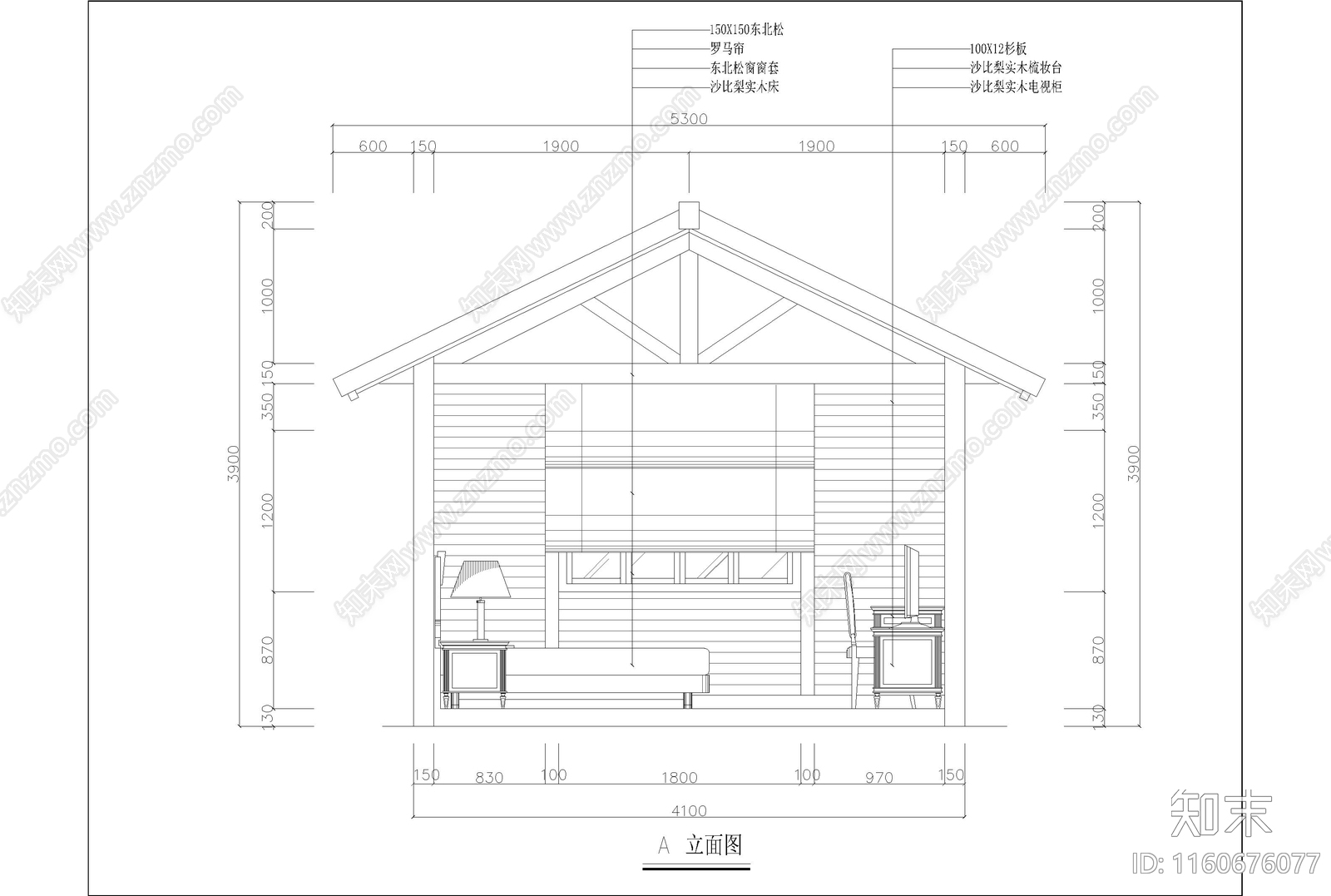 度假村B型木屋建筑施工图下载【ID:1160676077】