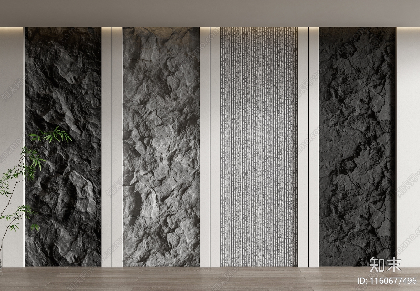 现代毛石背景墙3D模型下载【ID:1160677496】