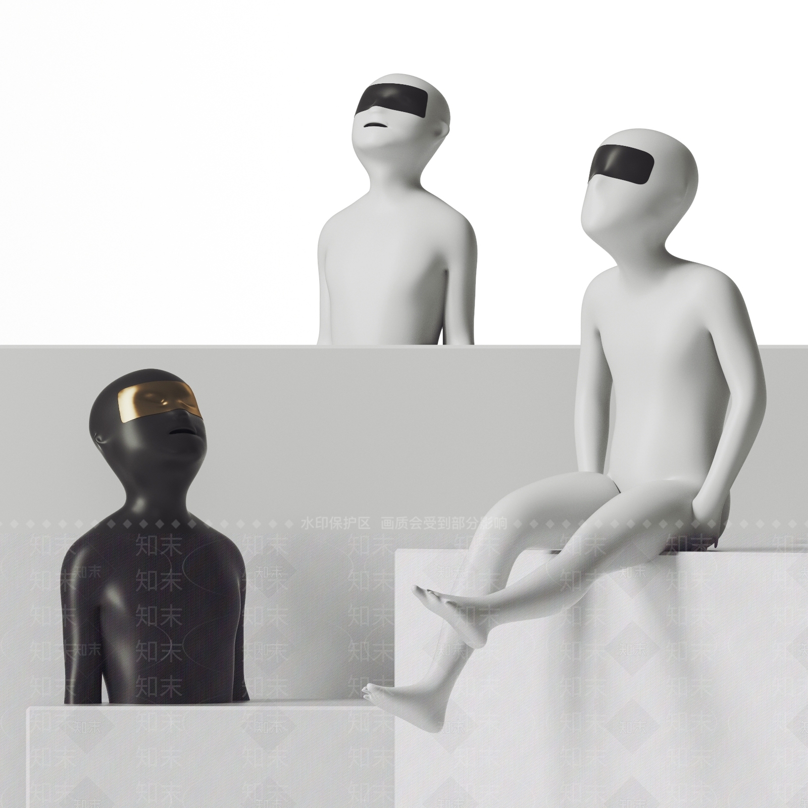 现代人物雕塑摆件SU模型下载【ID:1160678331】