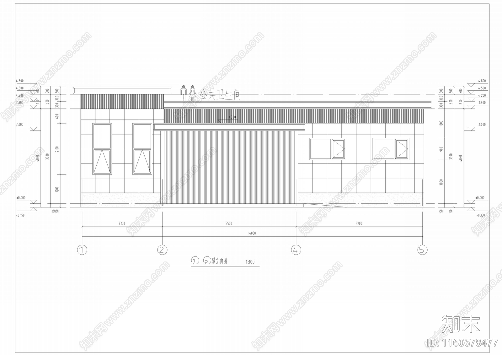 现代公共厕所cad施工图下载【ID:1160678477】