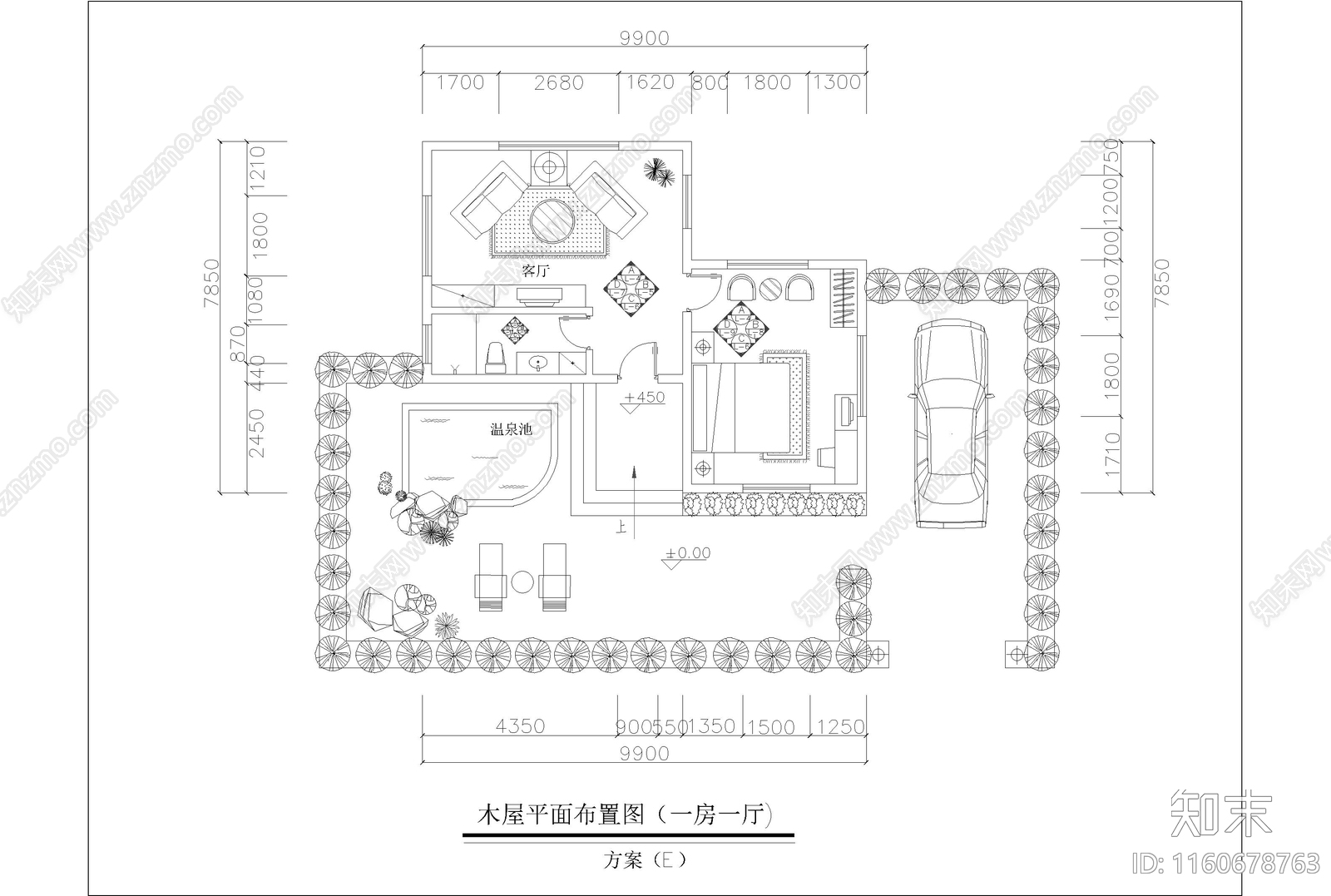 温泉度假村E型木屋施工图下载【ID:1160678763】