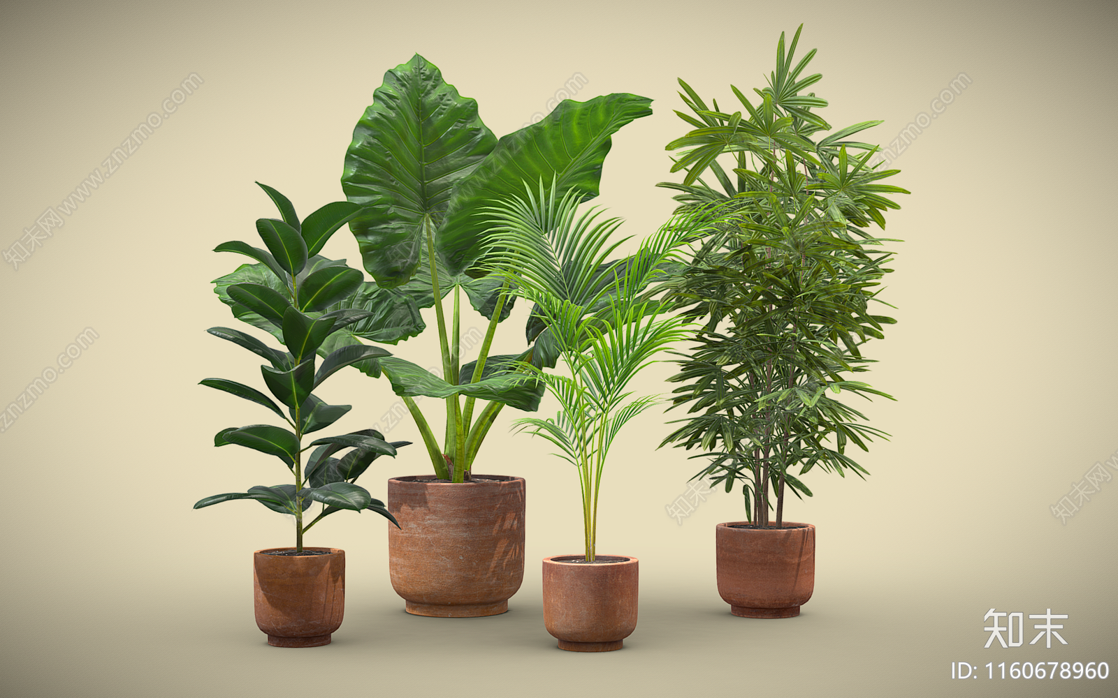 植物盆栽组合3D模型下载【ID:1160678960】