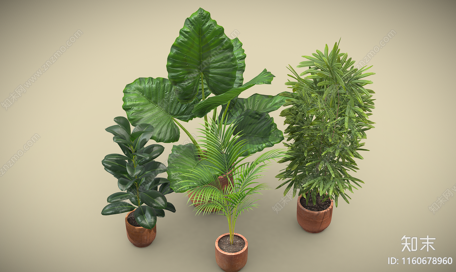 植物盆栽组合3D模型下载【ID:1160678960】