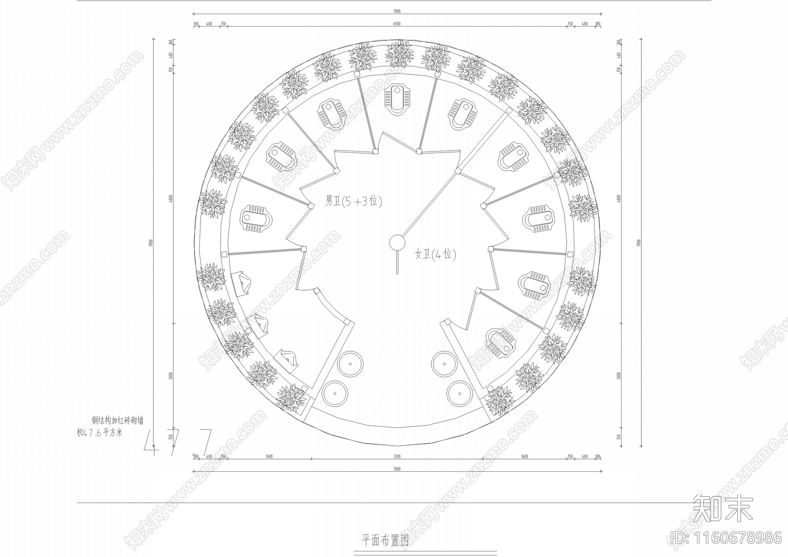 现代公厕cad施工图下载【ID:1160678986】
