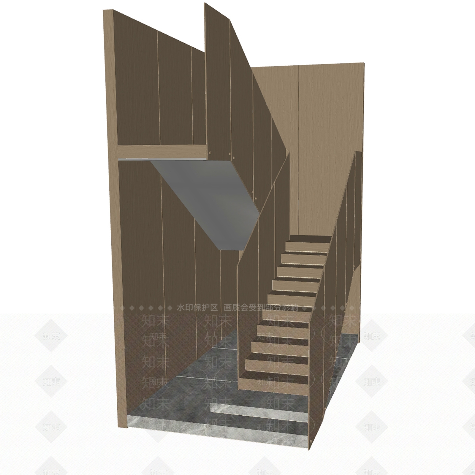 现代楼梯SU模型下载【ID:1160679576】