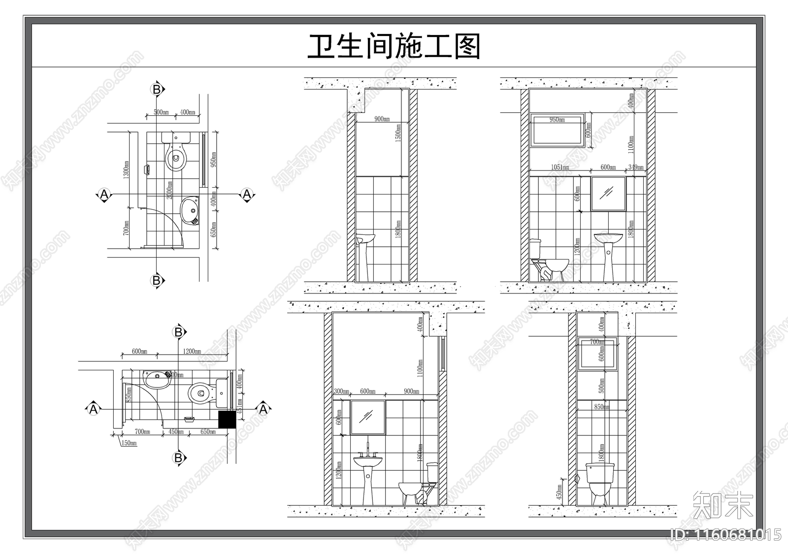 公共卫生间cad施工图下载【ID:1160681015】