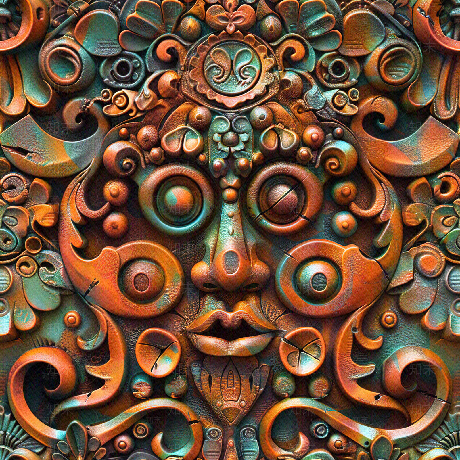 无缝玛雅风格彩绘雕刻墙贴图下载【ID:1160683829】