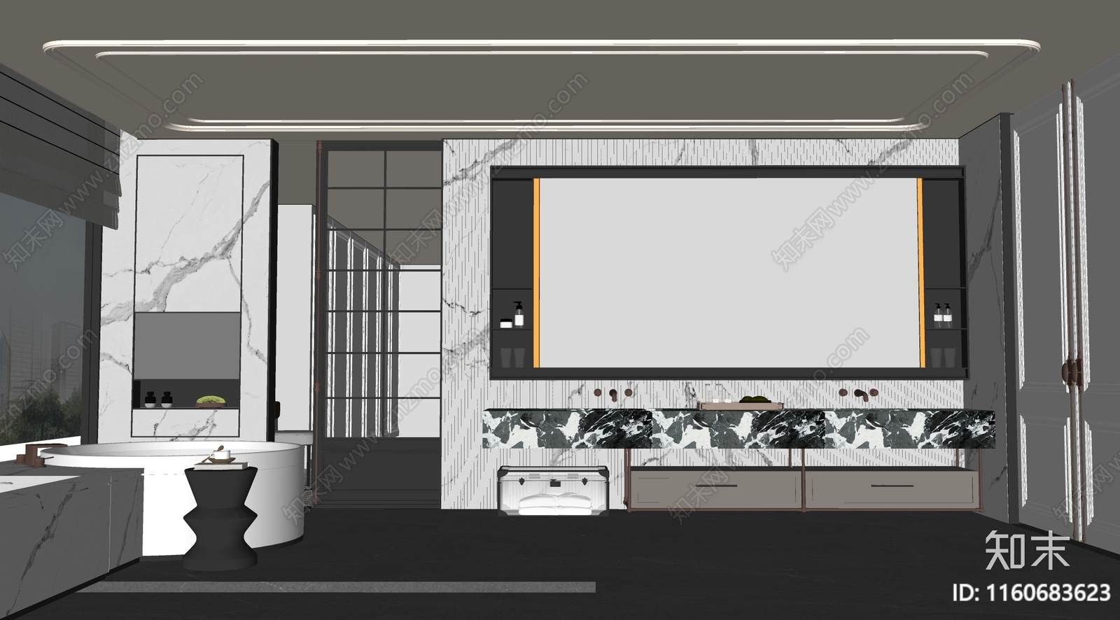 现代别墅卫生间SU模型下载【ID:1160683623】