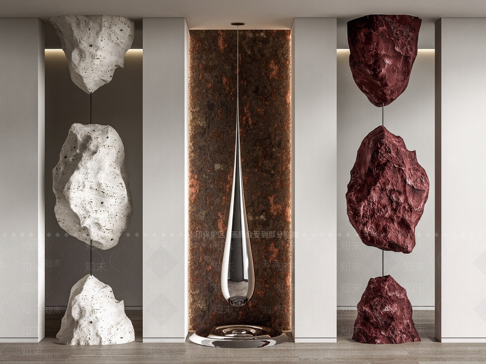 现代石头雕塑摆件3D模型下载【ID:1160686899】