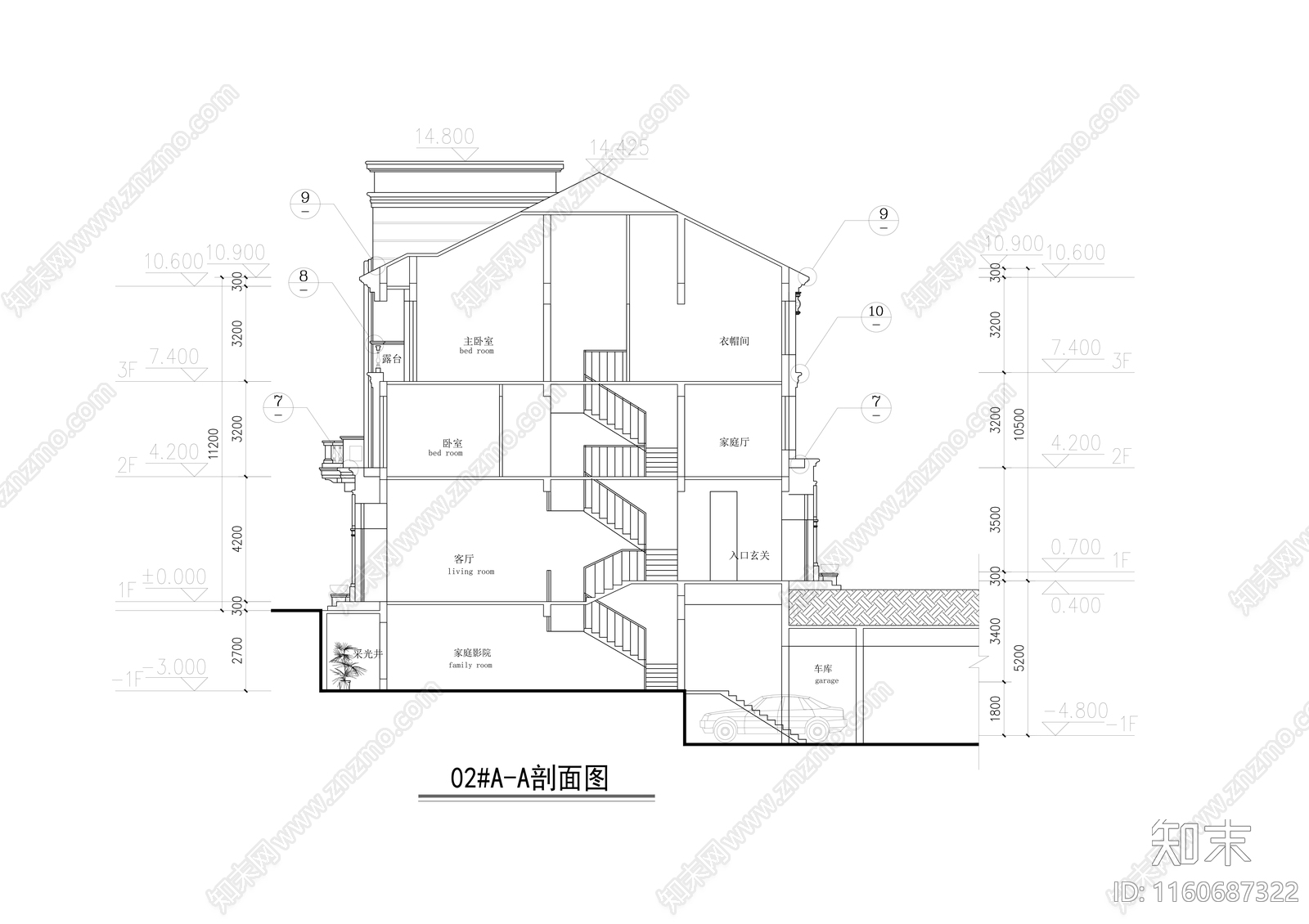 3层325平西班牙风格联排别墅建筑设cad施工图下载【ID:1160687322】