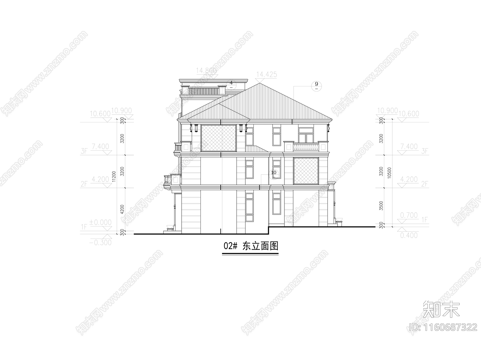 3层325平西班牙风格联排别墅建筑设cad施工图下载【ID:1160687322】